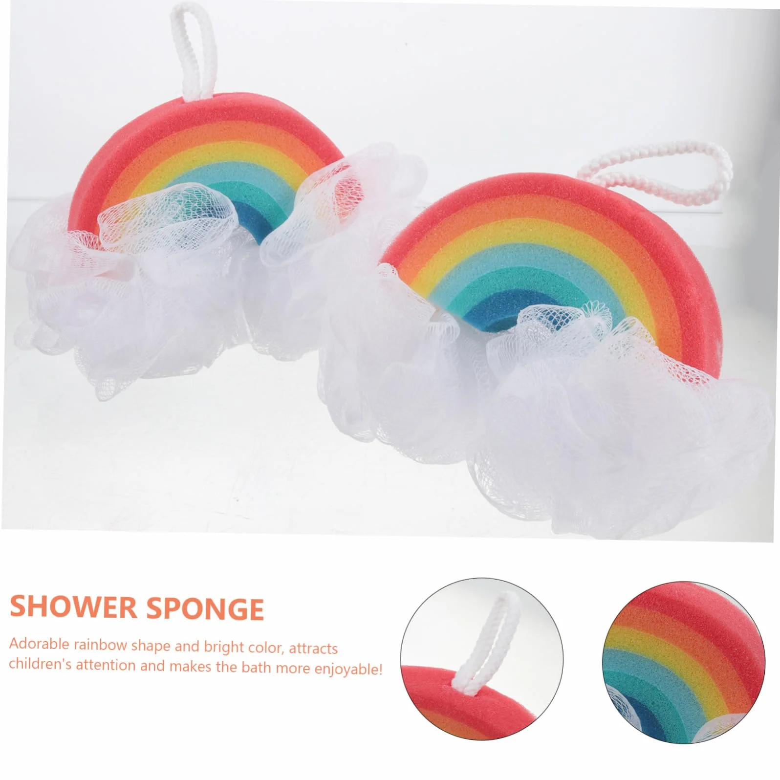 Esponja de Baño Arcoíris 2 Piezas de Esponja para Niños | , Exfoliante Corporal, para Ducha, Formato Compacto, Adecuado para Bebés y Pequeños
