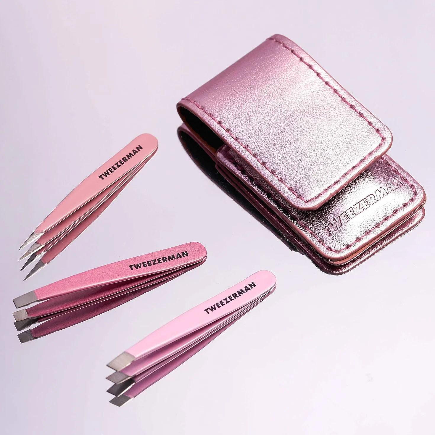 TWEEZERMAN Set de micro mini pinzas 3 piezas, rosa