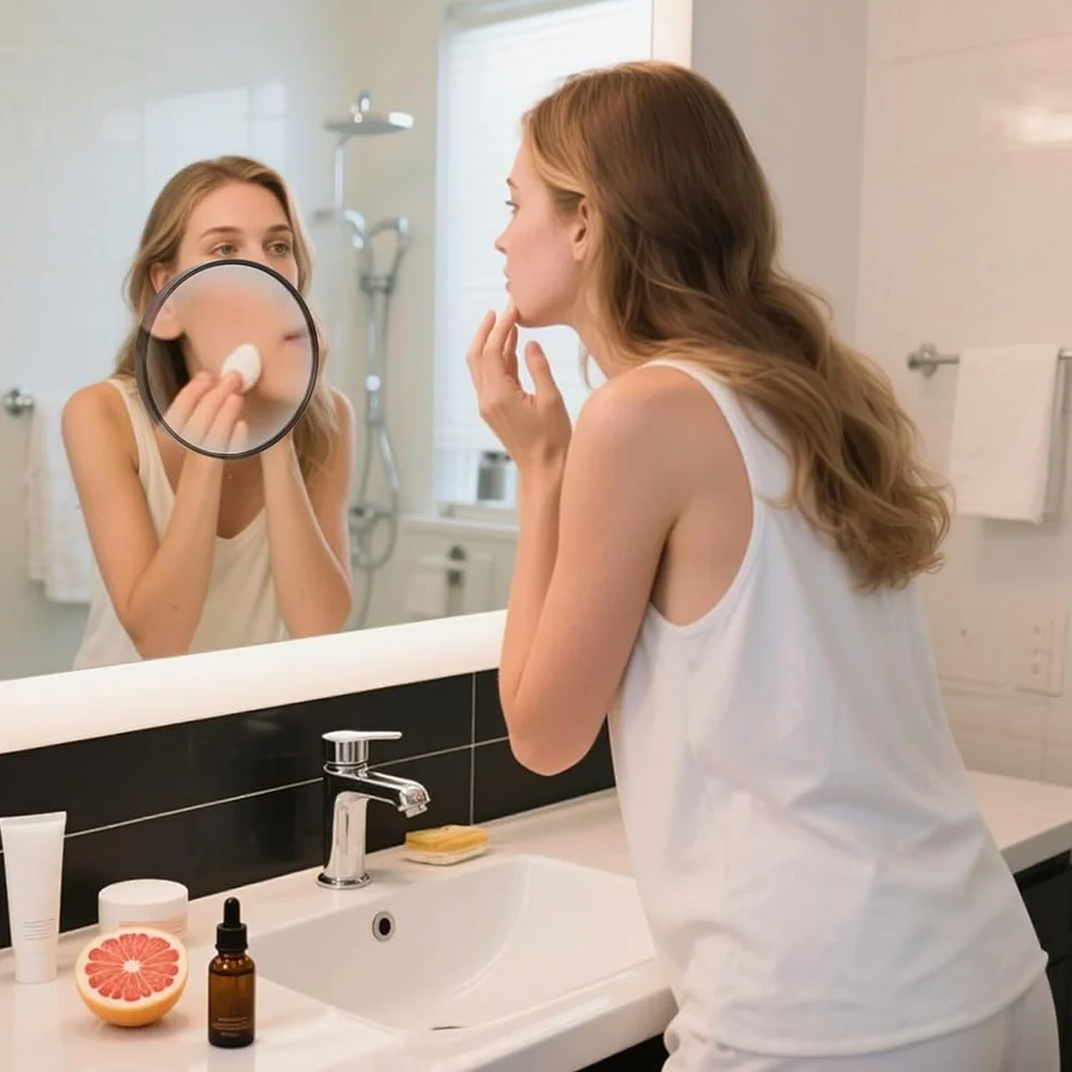 Espejo de Maquillaje 50X Aumento con Ventosa, Viaje, Pinzas