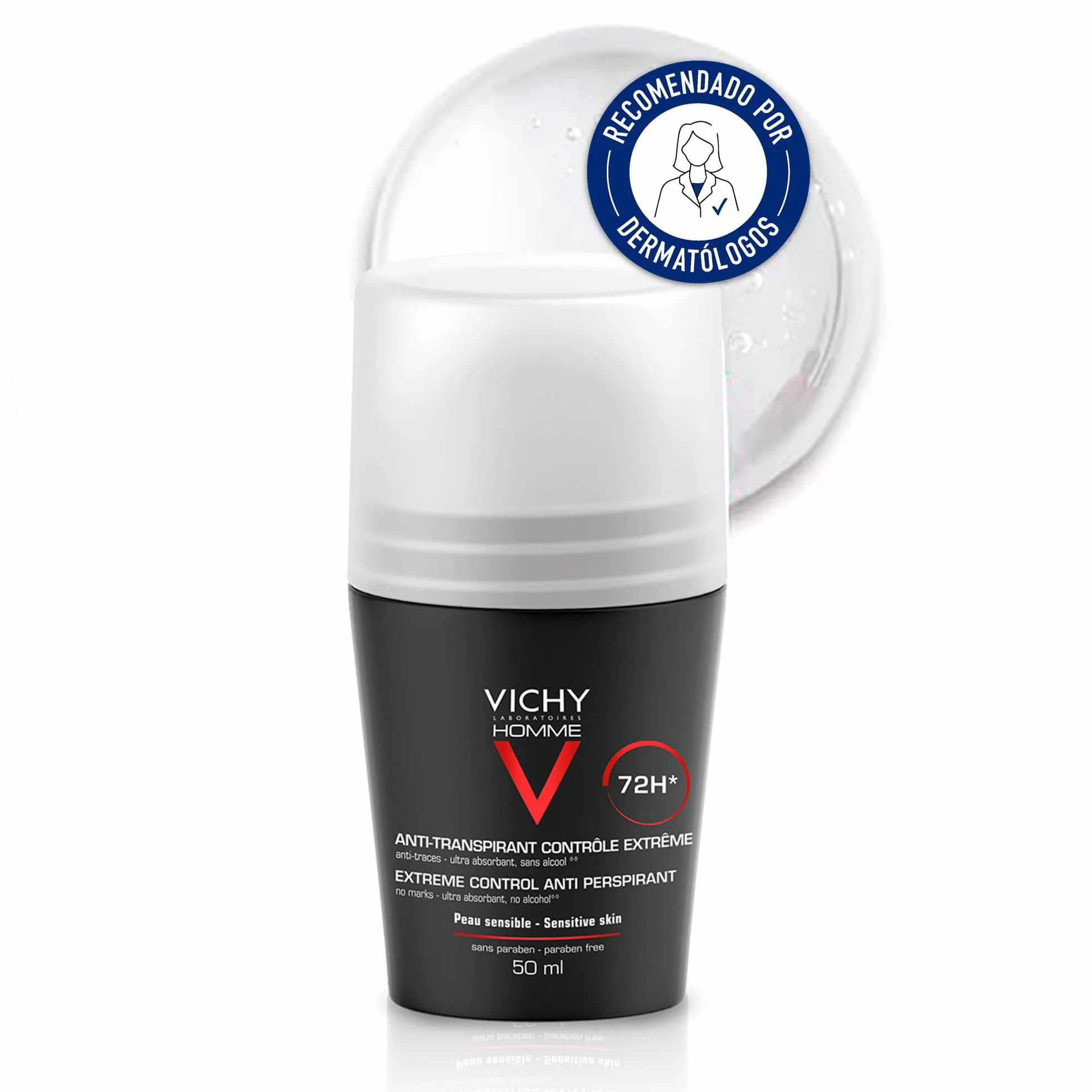 Vichy Homme Desodorante Roll-On Anti-Transpirante 72 H 50 ml Paquete de 4