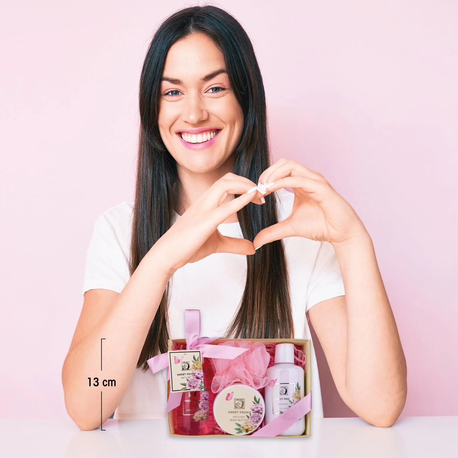 Accentra Set de Regalo SWEET PEONY 4 Piezas Gel de Ducha Loción Corporal Manteca Corporal Esponja