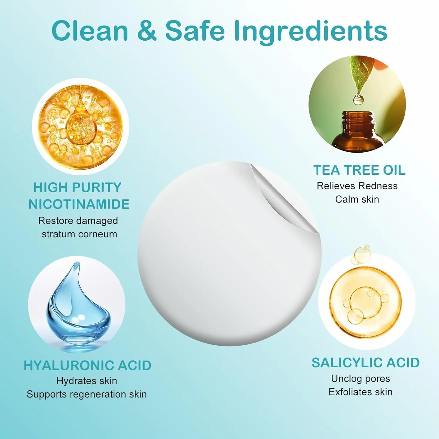 ACOTYE Parches antiespinillas hidrocoloide 210 unidades ácido salicílico niacinamida aceite de árbol de té 4 tamaños 8-14 mm