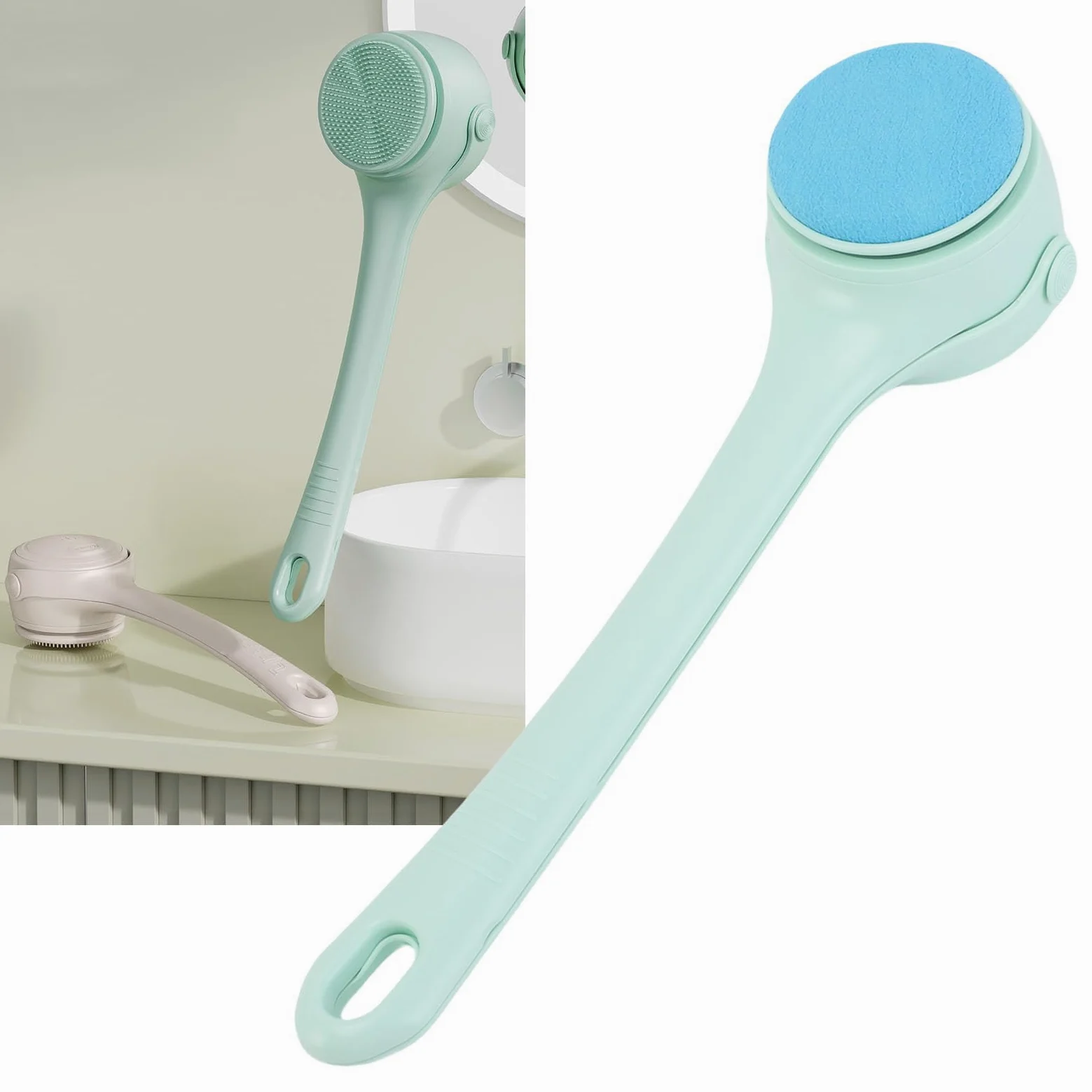 Srliya Potente Exfoliante Corporal Eléctrico con Batería Recargable para una Experiencia de Baño Eficiente (Verde)