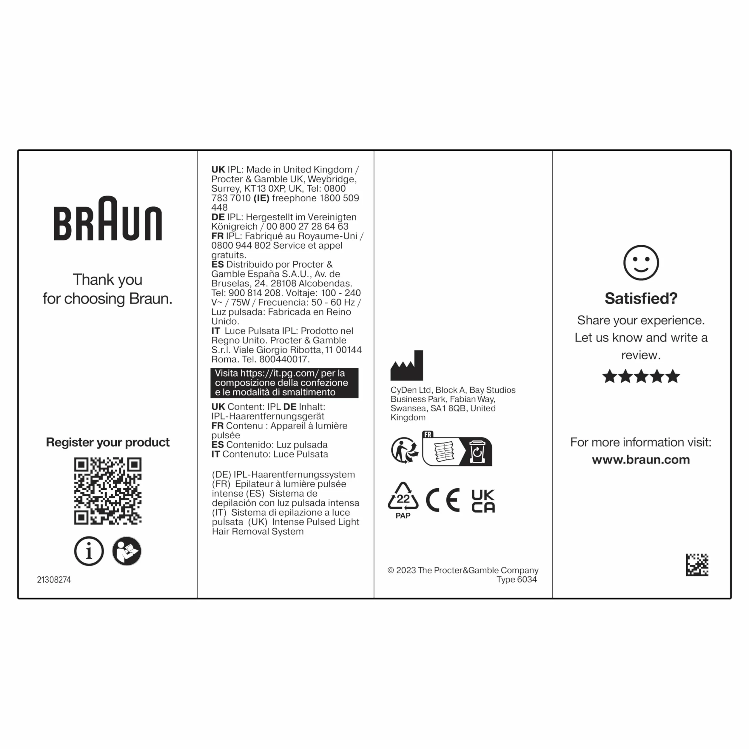 Braun Silk·expert Mini PL1100 Depiladora IPL, Reducción del Vello en Casa, Compacta, Blanca/Plateada