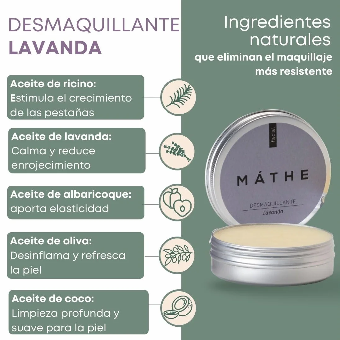 Bálsamo Desmaquillante Natural de Lavanda para Piel Sensible 30 g