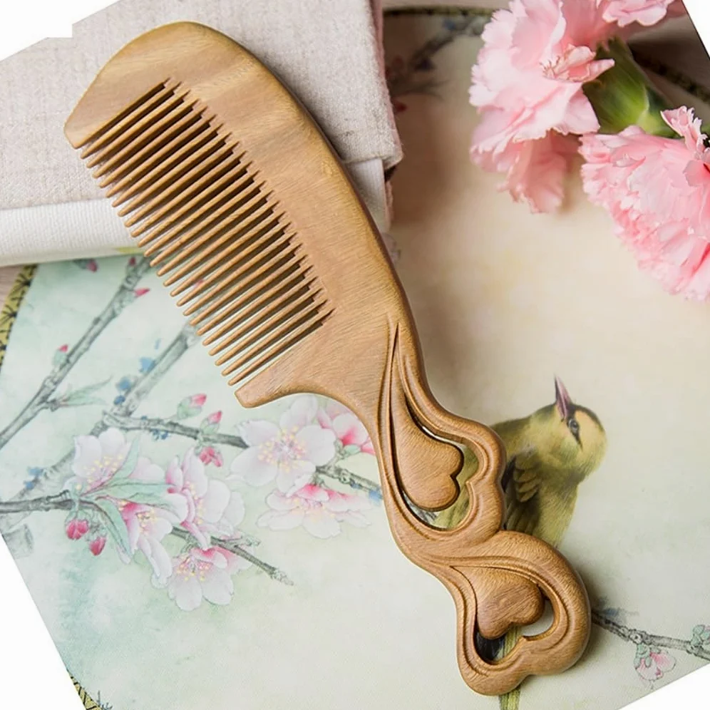 Peines para Hombres Peine de Madera para peinar el Cabello con Mango para Alisar el Cabello Peine para Mujeres Peine de Cabello Largo para Hombres Fi (AA)