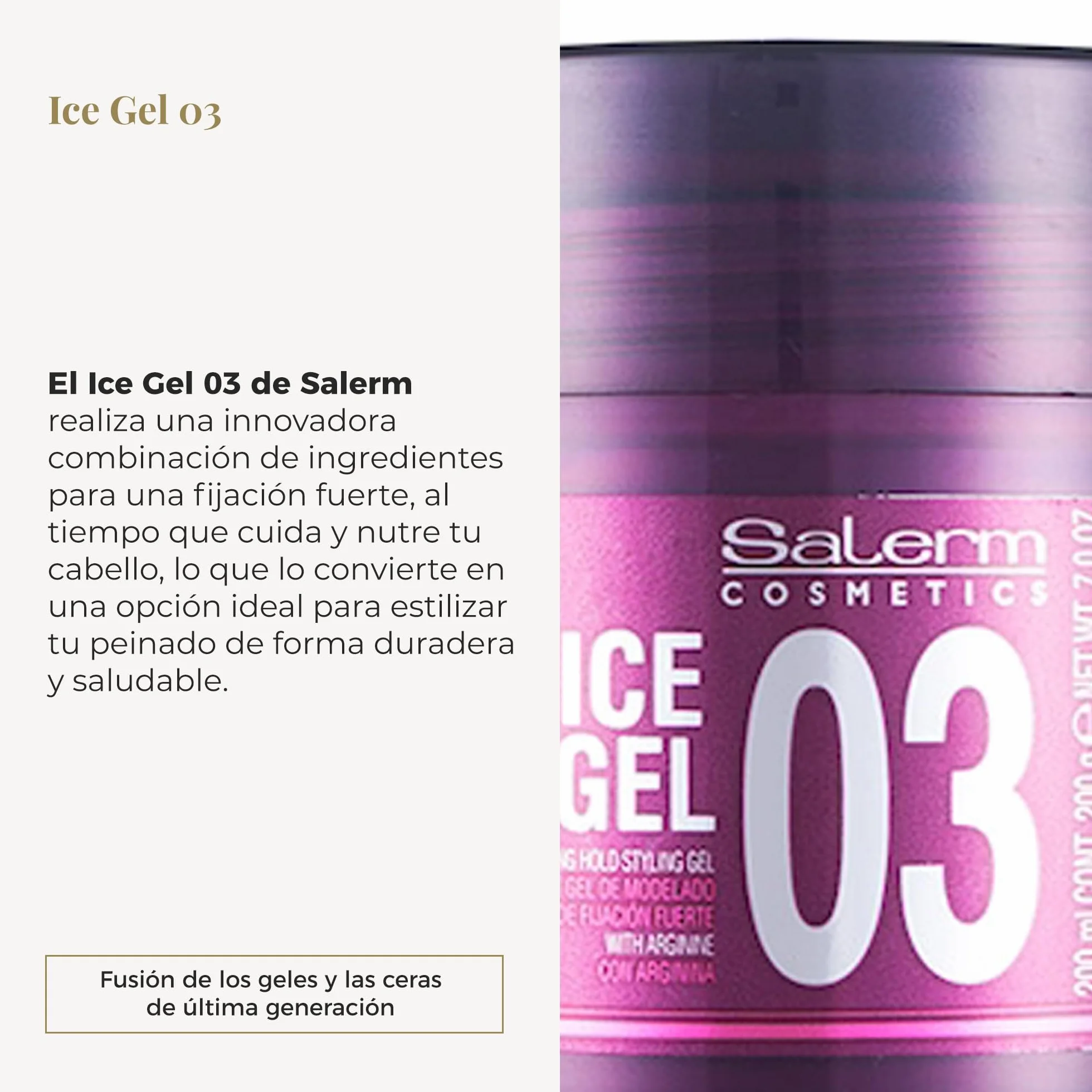 SALERM Ice Gel 03 Fijador para el Pelo 200 ml Fijación Fuerte Efecto Mojado