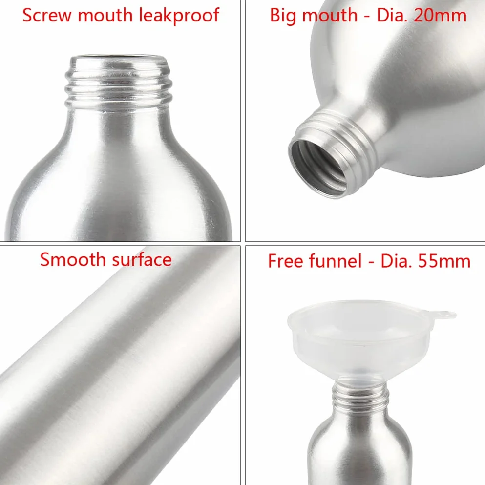 Spray de Aluminio Plata 500ml Botella Vacía con Pulverizador Negro de Niebla Fina Atomizador para Limpieza