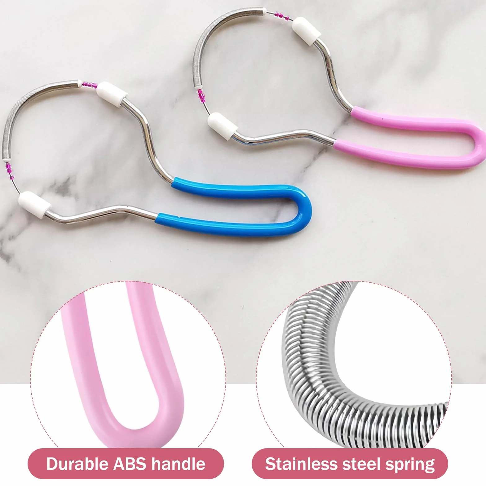 2 Pcs Depilador Facial de Muelle,Manual Depiladora,Resorte de Acero Inoxidable Herramientas de Depilación,Con Hilo de Rodillo de Vello de Resorte,Para Suministro de Eliminación de Vello Facia