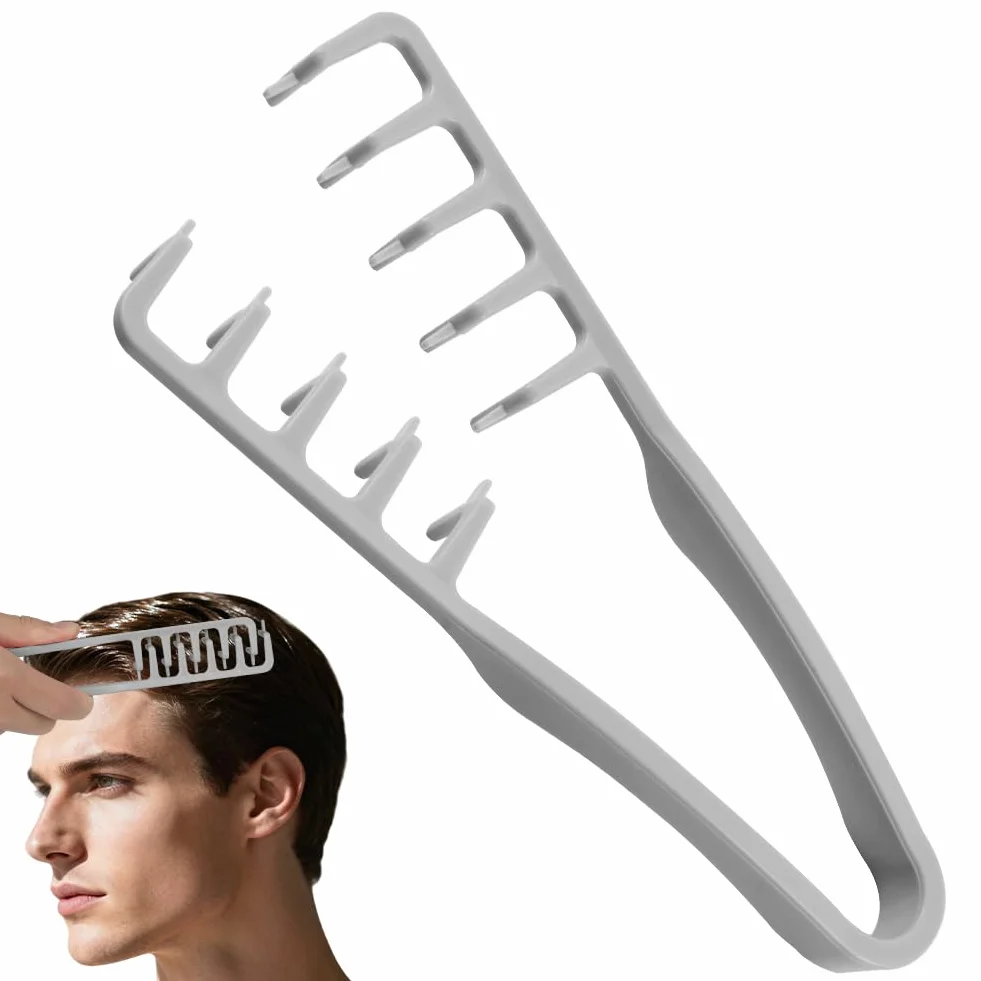 Peine Texturizador de Dientes Anchos para Volumen Raíces Hombres Mujeres Cabello Liso Rizado Gris