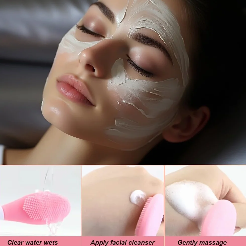 Cepillo De Mascarilla de Silicona, 2Pcs Cepillo Aplicador de Limpieza Facial, Herramienta de Belleza