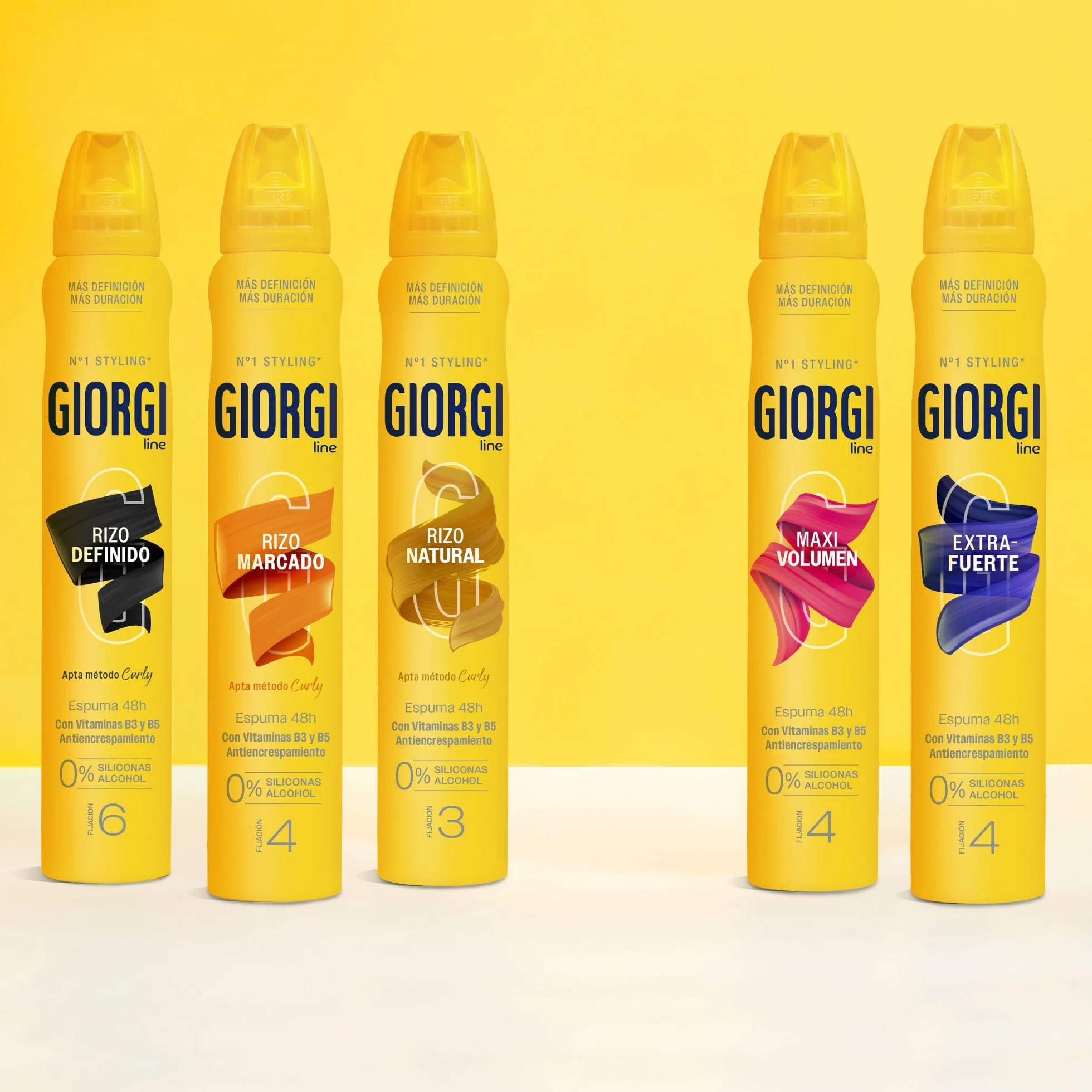 Giorgi Line Espuma Rizo Definido Anti Encrespamiento Máxima Hidratación 0% Alcohol 0% Siliconas Fijación 6 250 ml