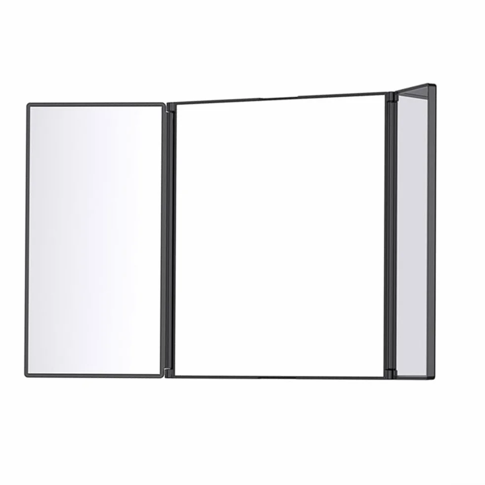 Honseadek Espejo plegable de 3 vías, rotación 360°, ABS y vidrio, negro
