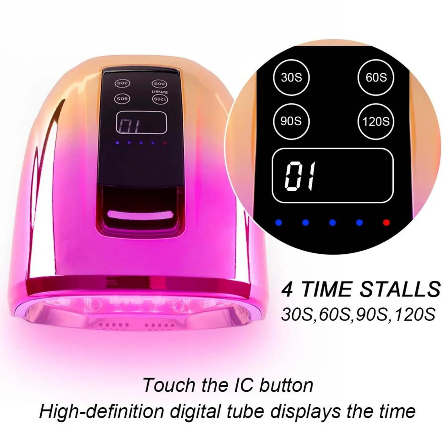 B,lámpara de uñas Recargable lámpara de uñas UV led portátil 90 w gradiente lámparas led para Secado de Esmalte de Gel lámpara UV led de curado por luz roja con Base de Espejo