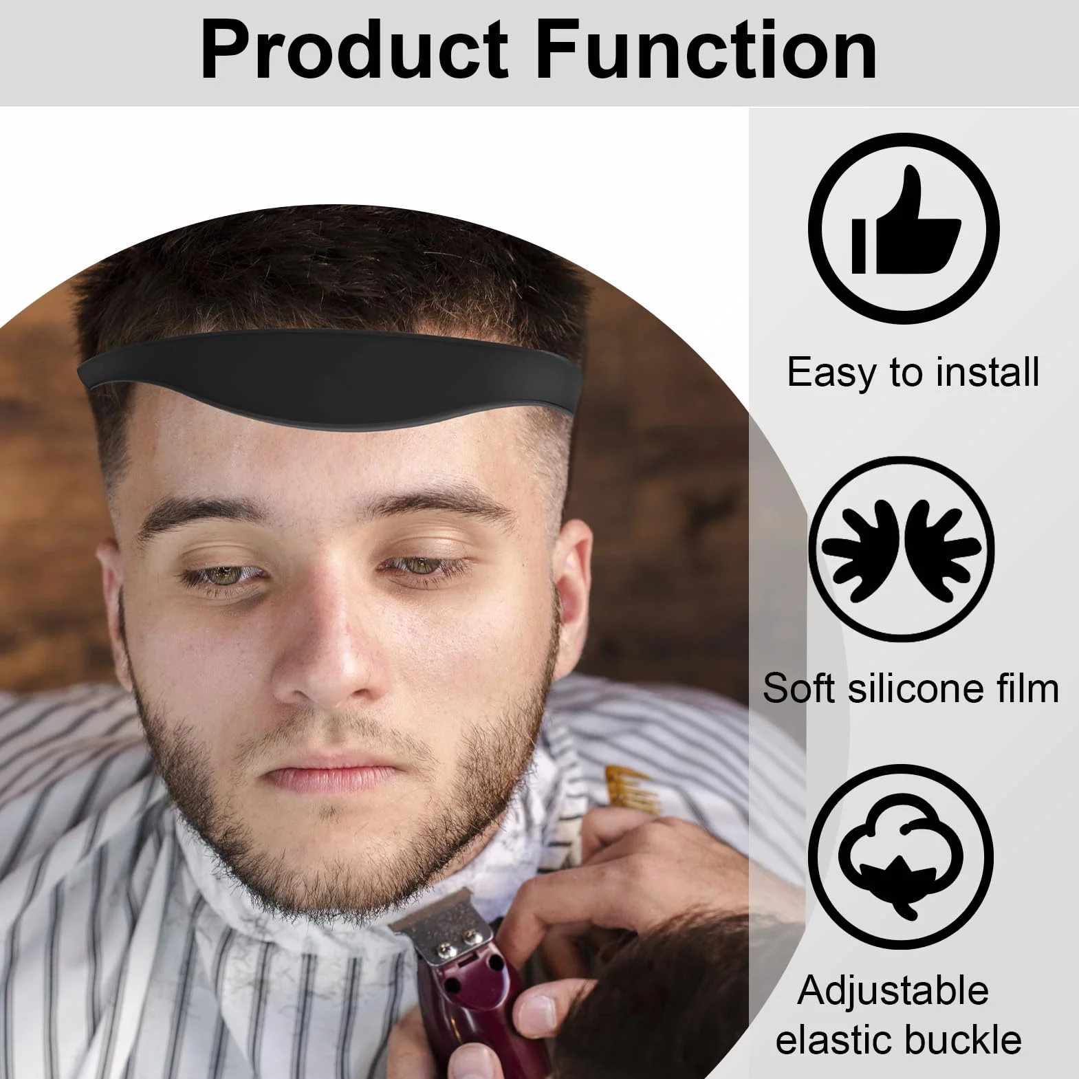 Guía de Corte de Cabello Ajustable de Silicona Curva Negra Herramienta de Recorte para Cuello y Barba