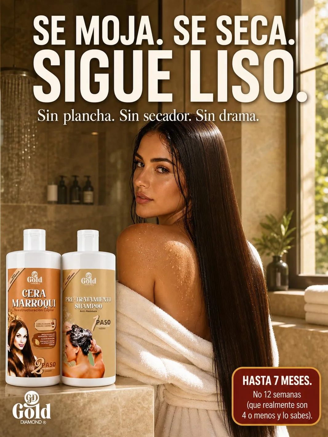 Gold DIAMOND Tratamiento de Keratina Cera Marroquí 500mL Kit de Alisador Brasileño Sin Formol