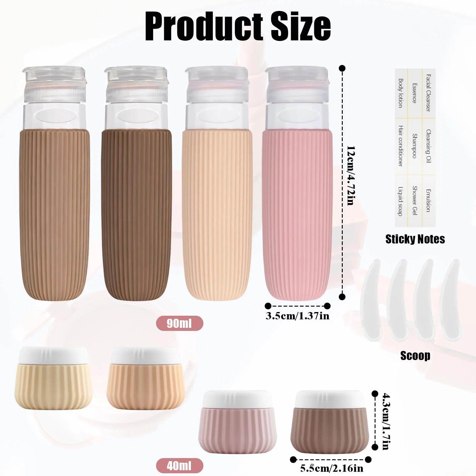 Botellas de Viaje Silicona 13 Piezas, Botes Rellenables a Prueba de Fugas con Bolsa y Etiquetas