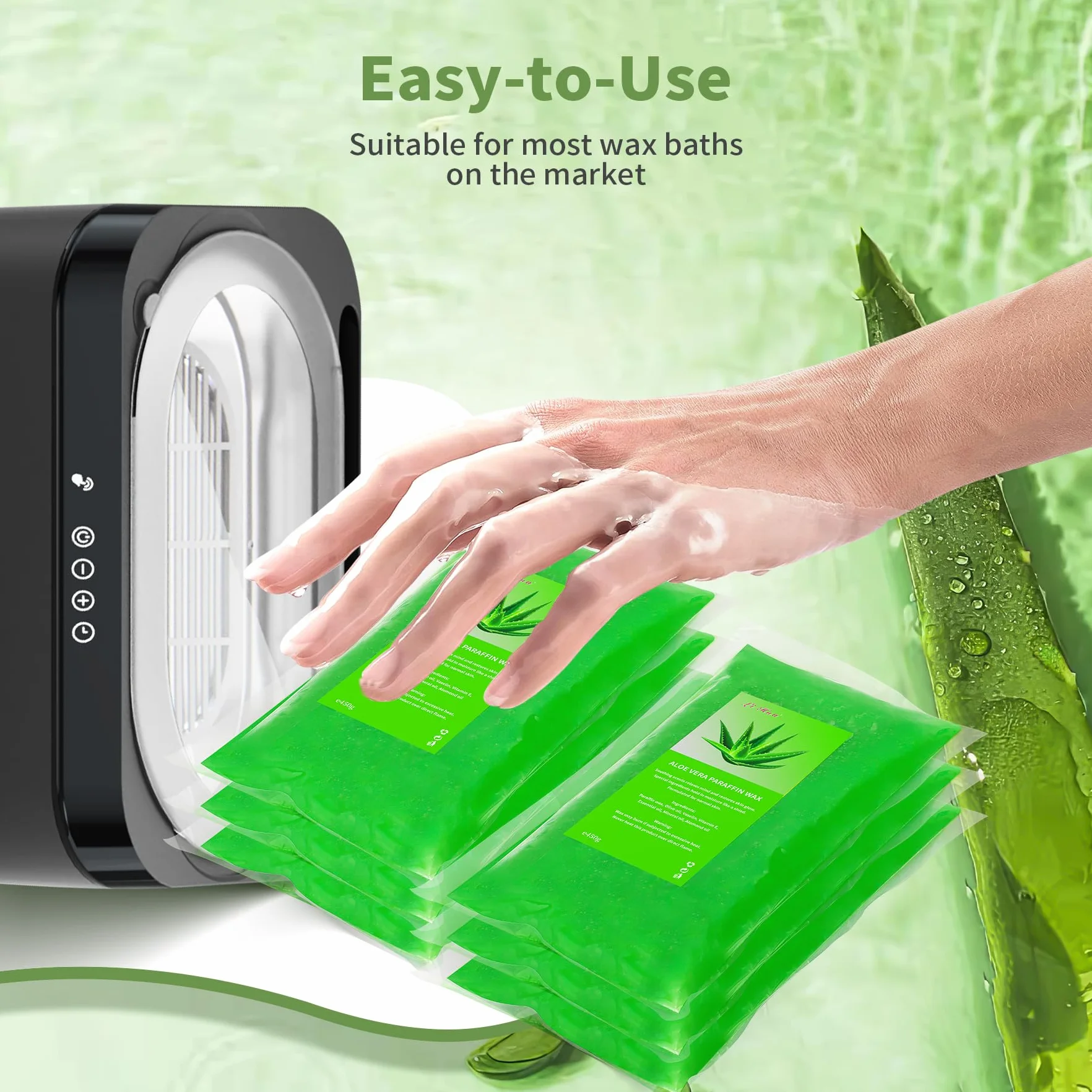 6 paquetes de cera de parafina de 2700 g, relleno de Aloe Vera para baños de parafina manos y pies, alivia la fatiga muscular, hidrata y nutre