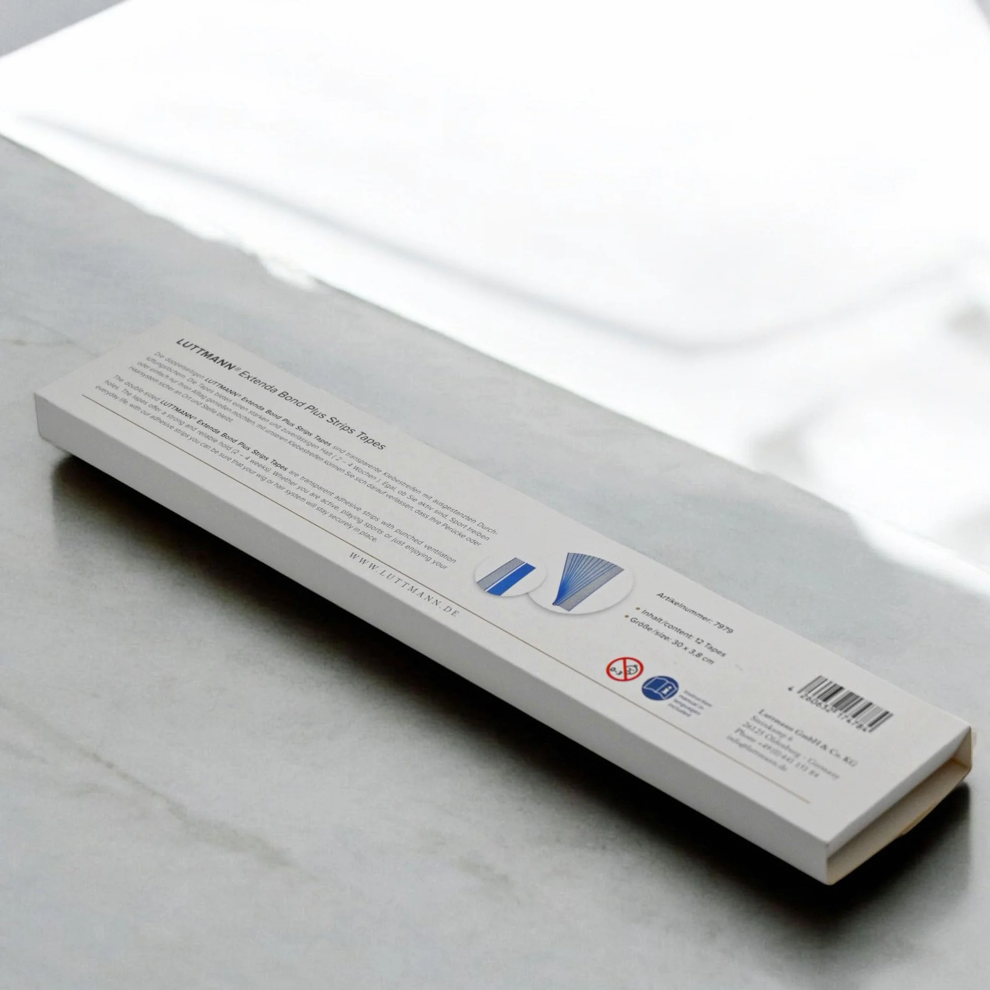 Extenda Bond Plus Strips Cintas Adhesivas 12 piezas 30 cm x 3,8 cm para Pelucas y Sistemas Capilares