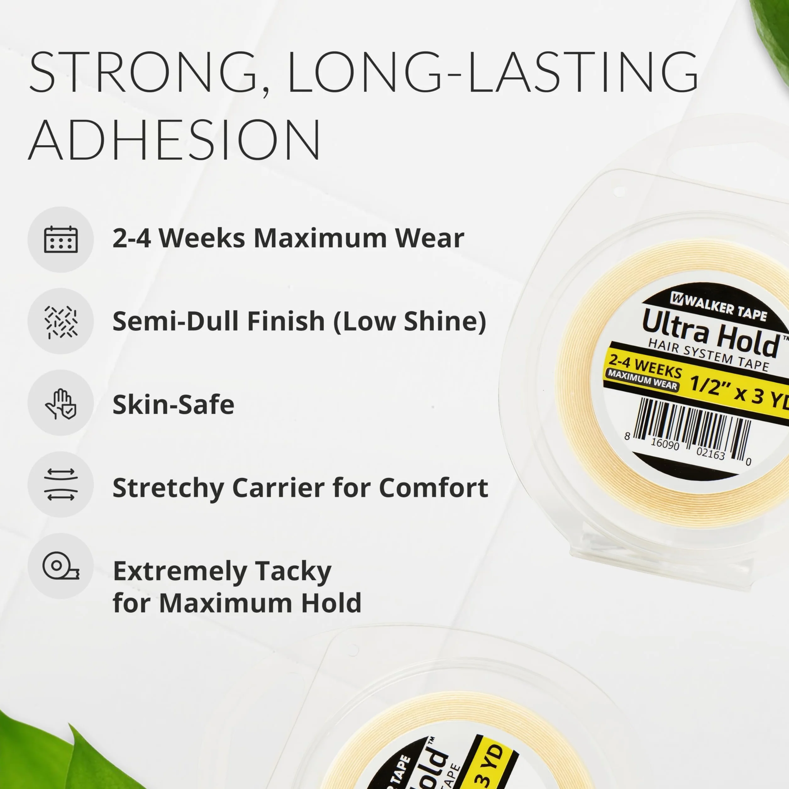 Walker Tape Ultra Hold Tape Cinta Adhesiva 1.27 cm x 2.74 m Rollo 4 Semanas