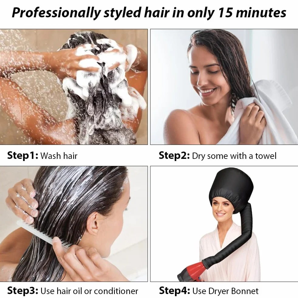 LOPHE Gorro Térmico para Cabello, Gorro Secador de Pelo con Cordón, Portátil para Secar