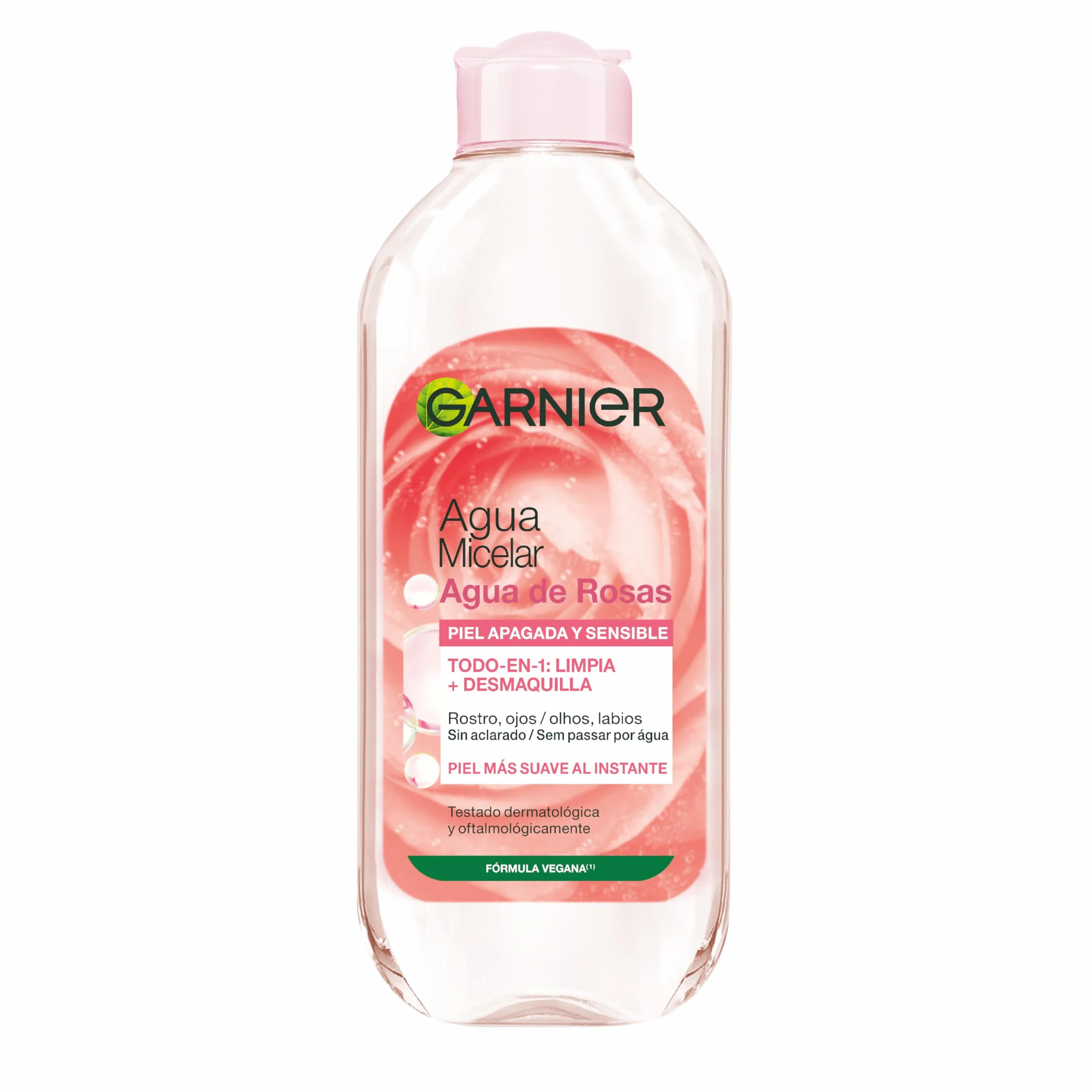 GARNIER Skin Active Agua Micelar Agua de Rosas 400ml Desmaquillante Limpiador Iluminador