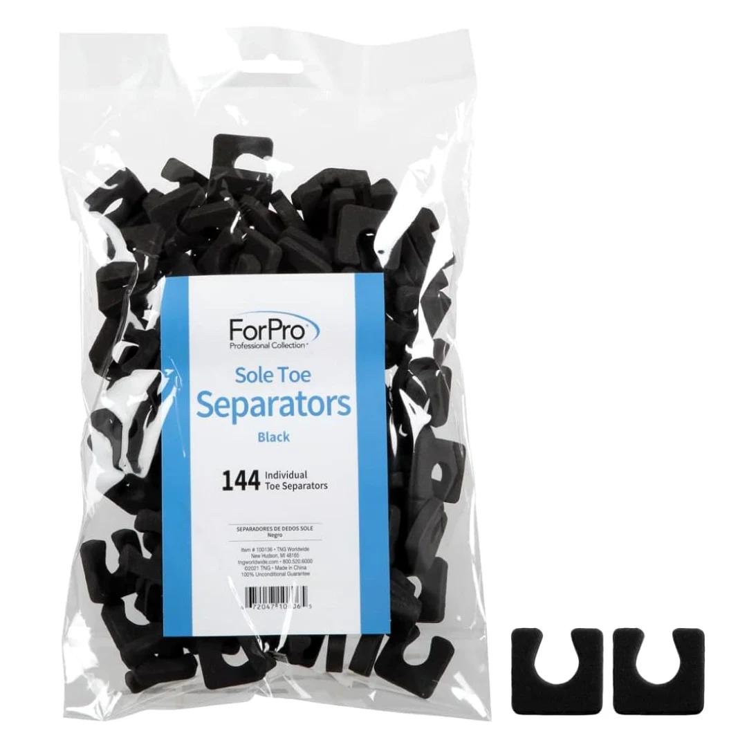 For Pro - Separadores de dedos de suela profesional, negro, 144 unidades