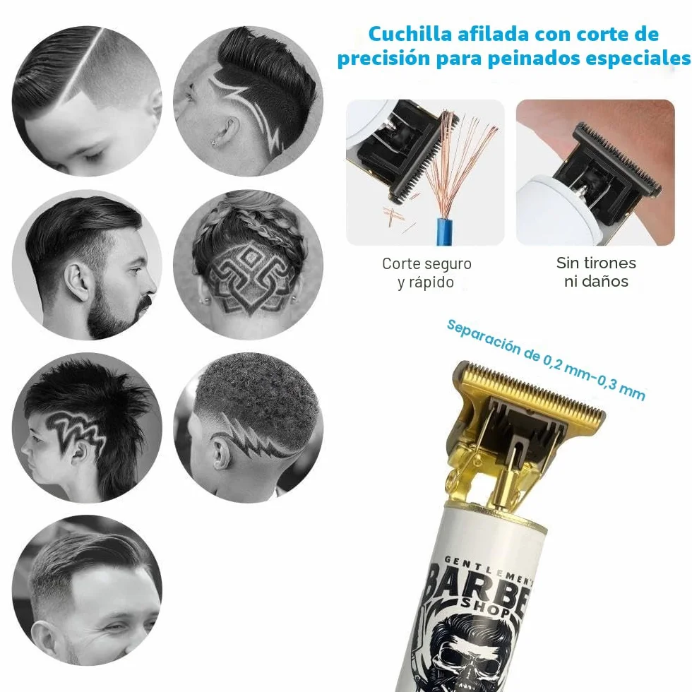 Cortapelos profesional hombre recortadora barba afeitadora eléctrica cortadora pelo cerámica hoja T