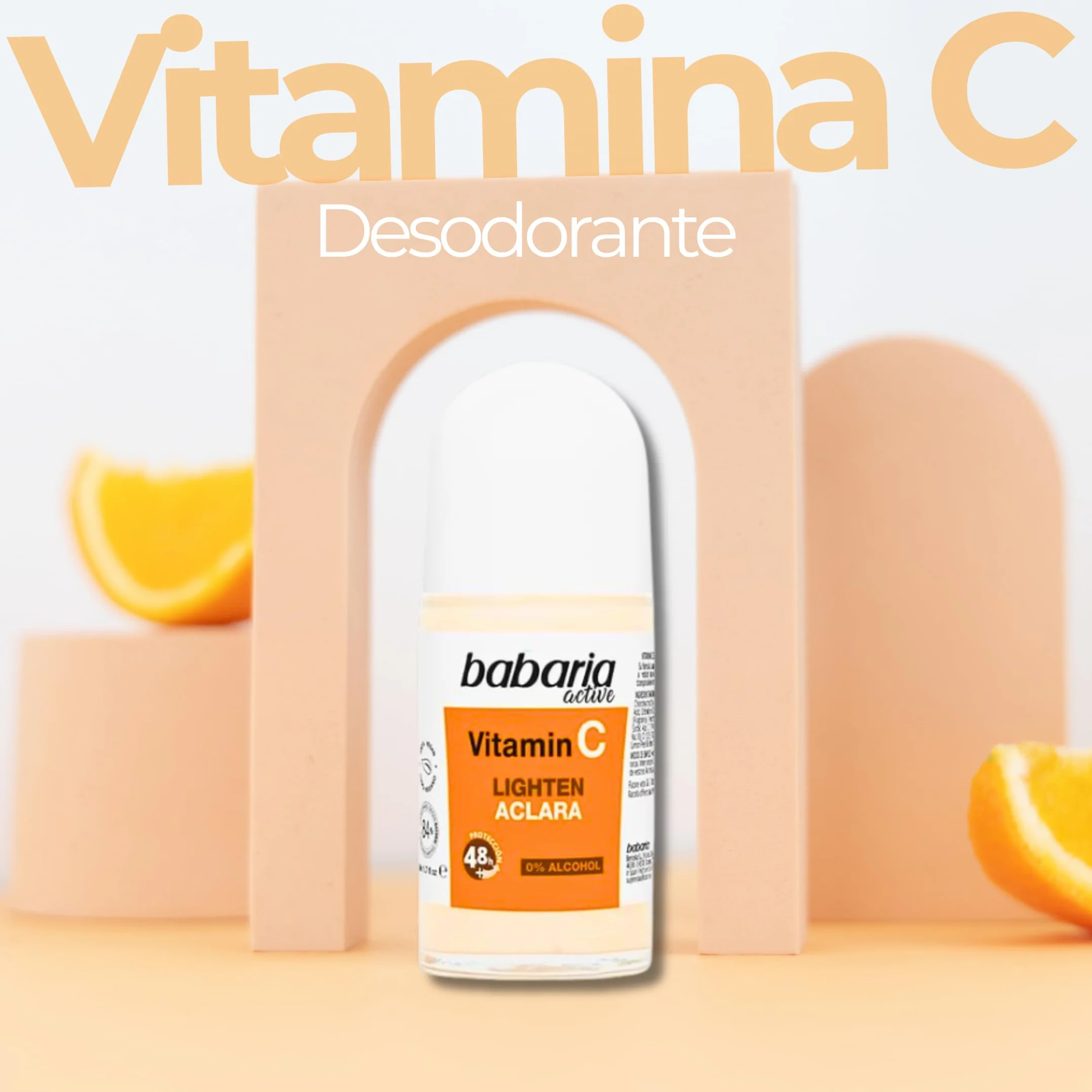 Babaria Desodorante Roll On Vitamina C 30 ml para Hombre, Mujer, Niños y Adultos