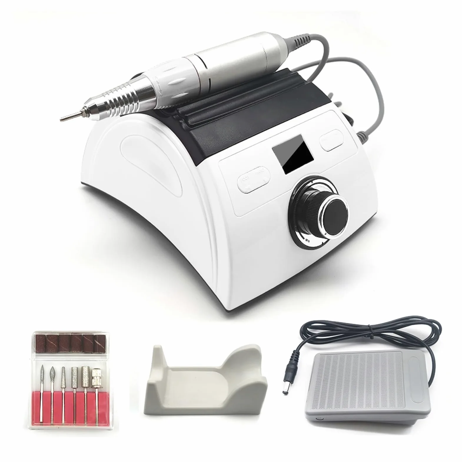Taladro de uñas, Taladro De Uñas Profesional, Lima Eléctrica 30000 RPM Con Pantalla Velocidad, Kit Manicura Y Pedicura For Acrílicas, Gel, Pulido Modelado Para uso doméstico(White Nail Drill)