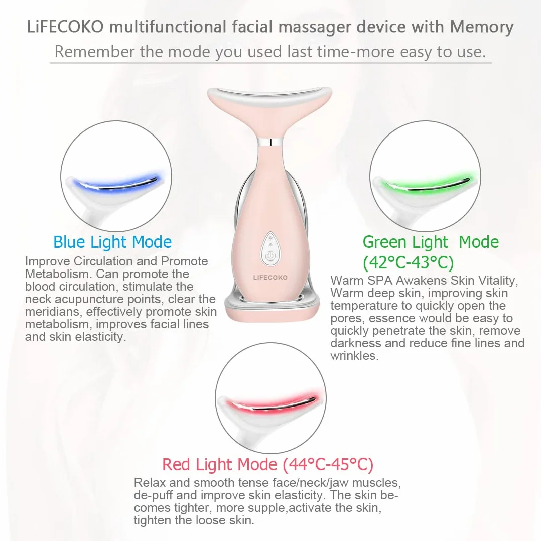 Masajeador facial eléctrico antiarrugas recargable por USB portátil (Rosa)