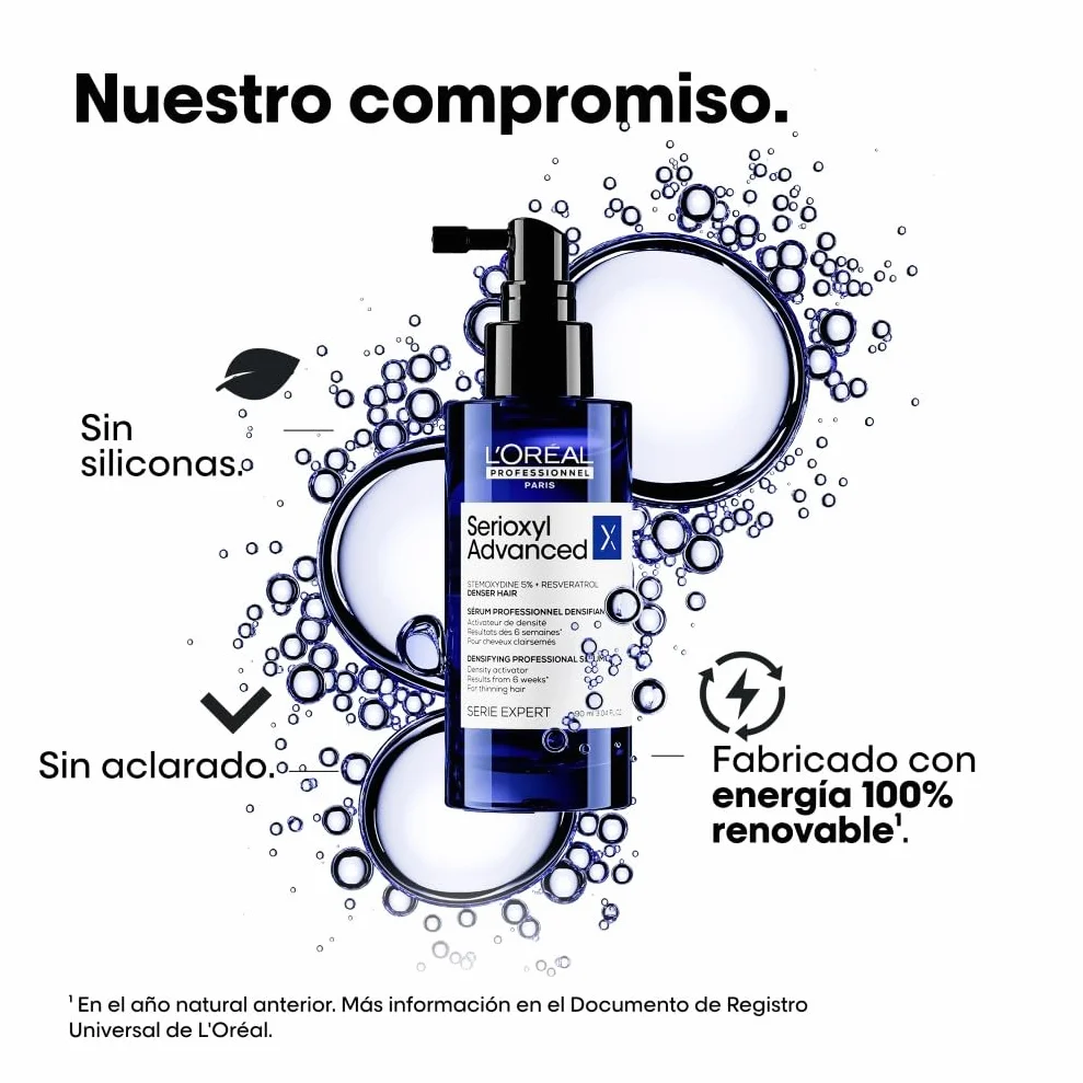L’Oréal Professionnel Activador de Densidad Enriquecido con Activos Dermatológicos para Cabello Fino y con Poca Densidad, Serioxyl Advanced, 90 ml