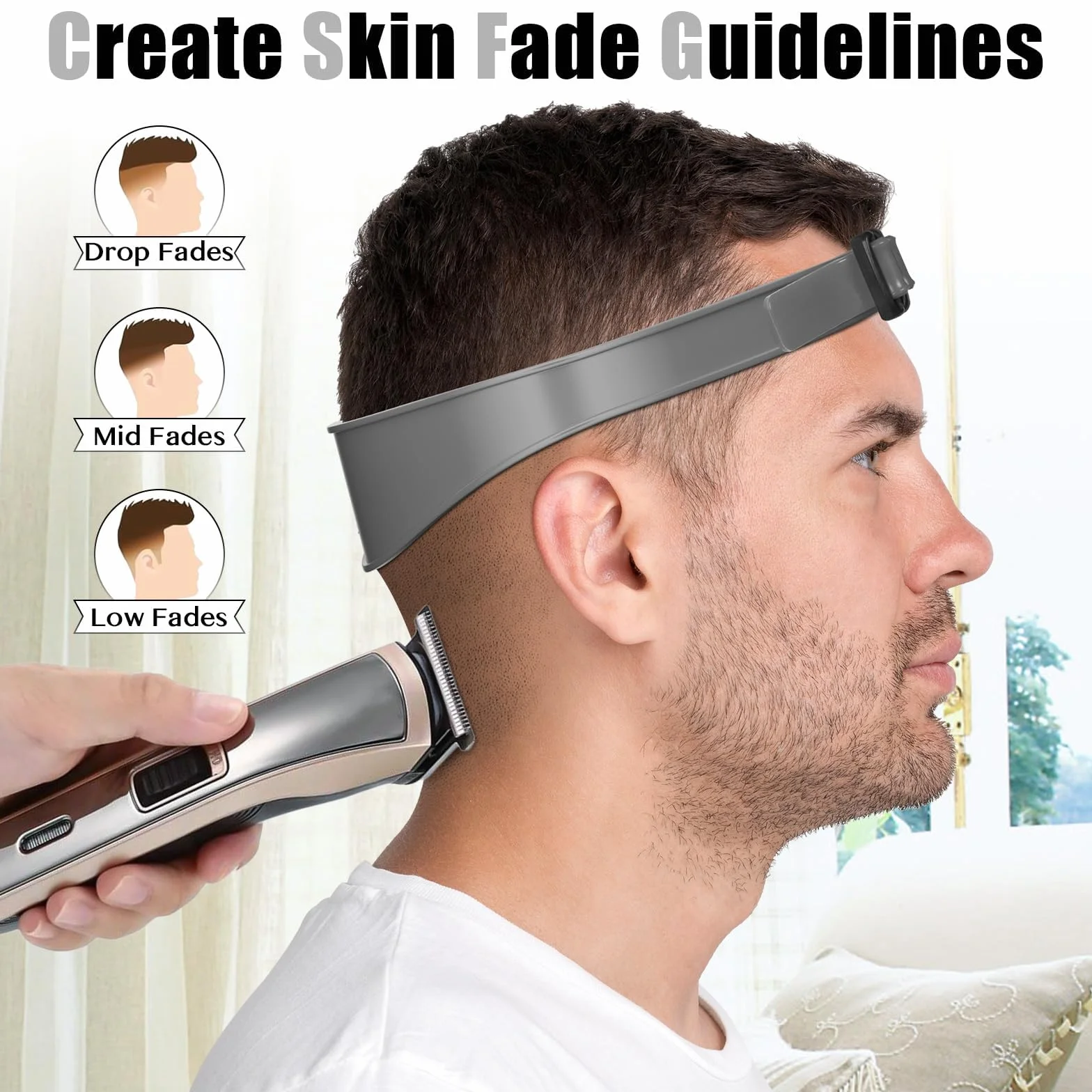 Guía de corte de pelo ajustable Irikdescia, herramienta profesional, línea recta, gris