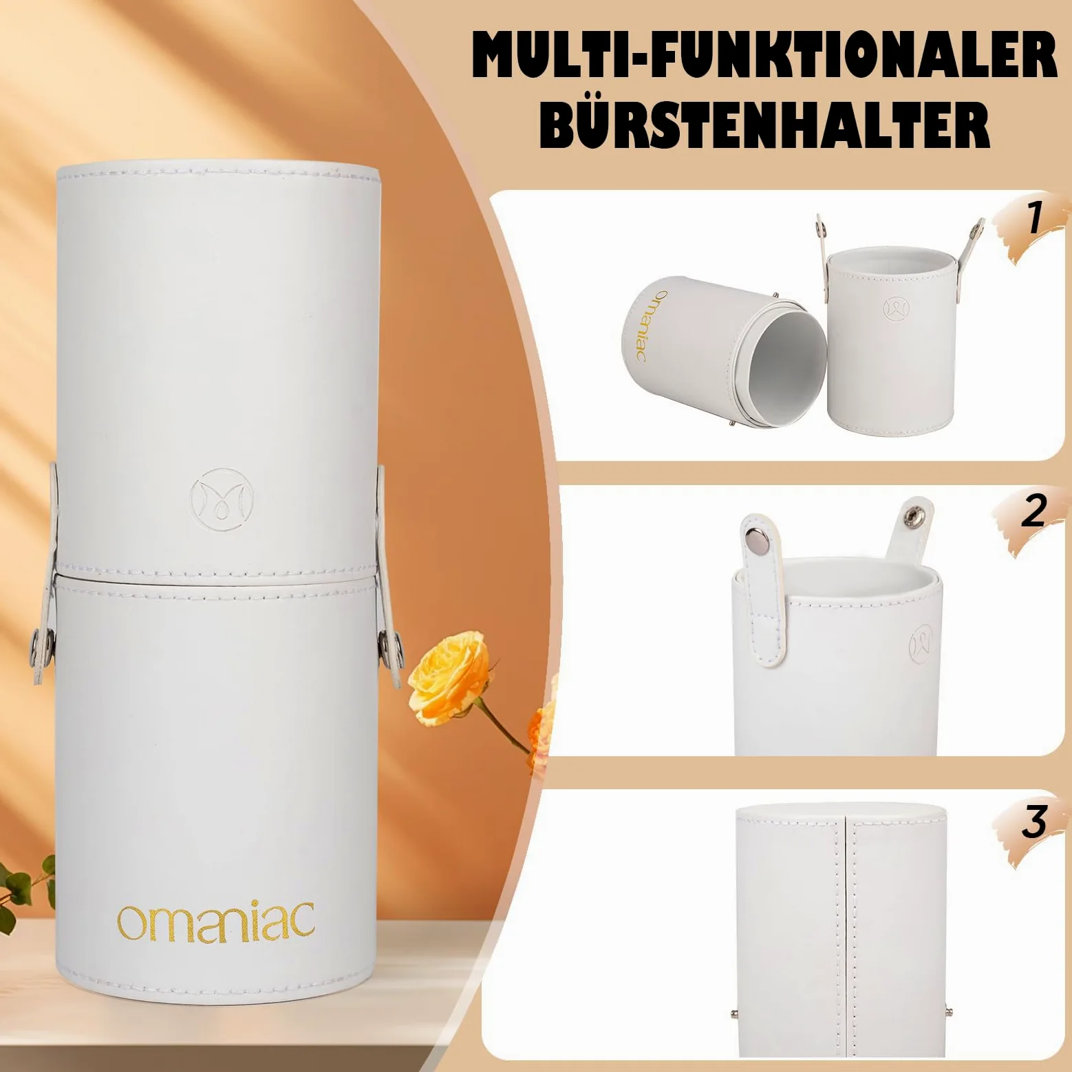 OMANIAC Juego de 12 brochas de maquillaje, de alta calidad, hechas de fibras sintéticas duraderas, pinceles de maquillaje profesionales para el día a día o de viaje (blanco)