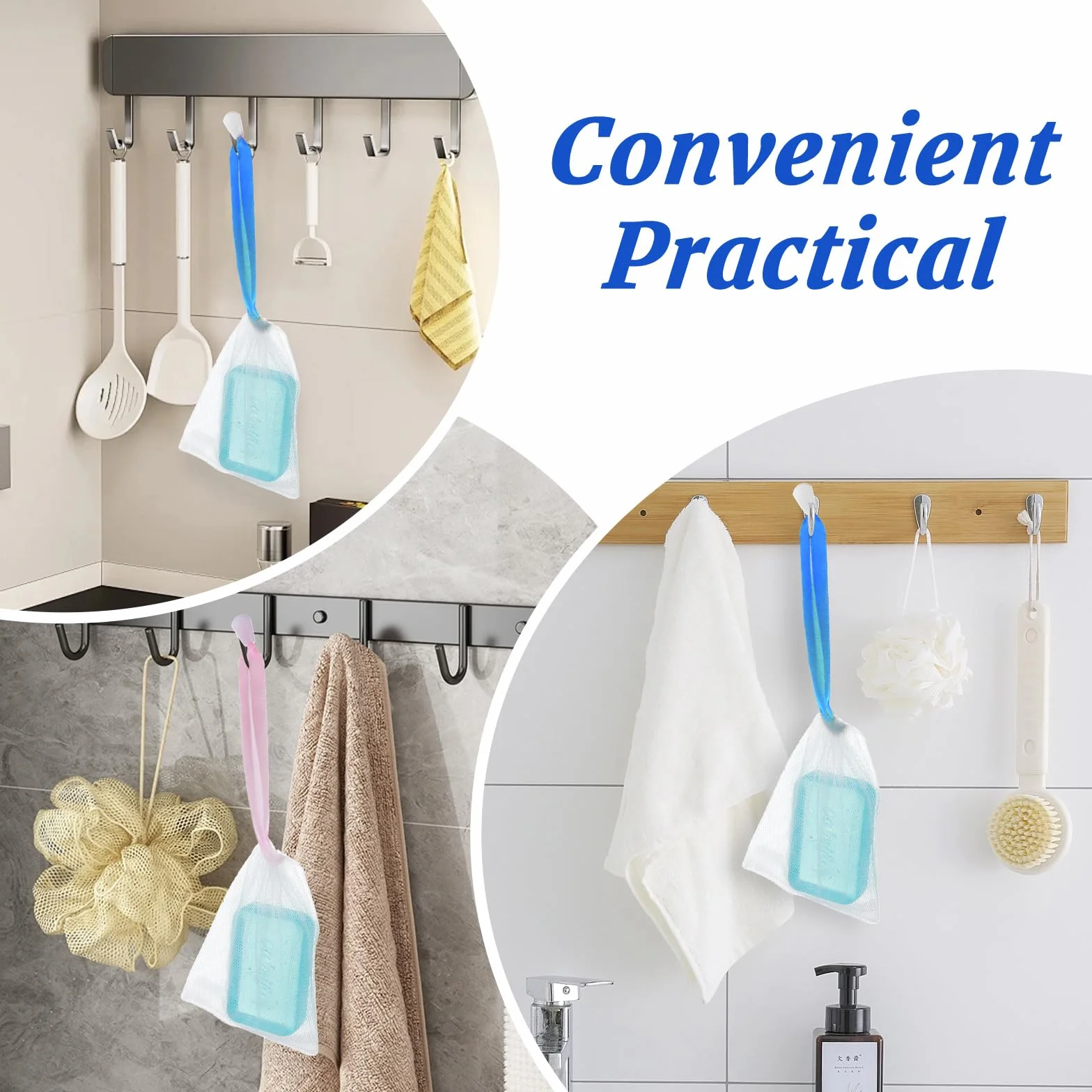 Prasacco Bolsas de Jabón con Cordón, Red de Malla Fija, Herramienta de Limpieza Facial