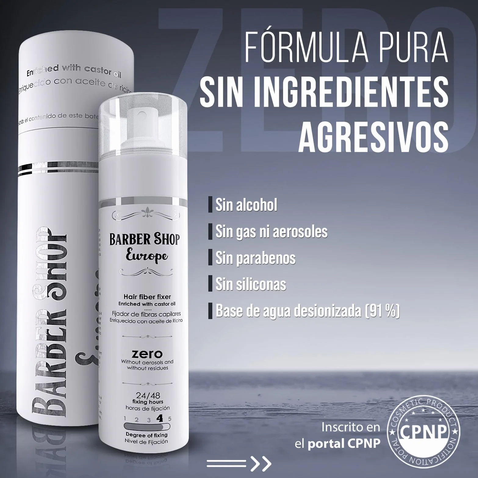Spray Fijador Fibras Capilares 200 ml - Laca Sin Gas Ecologica con Aceite de Ricino