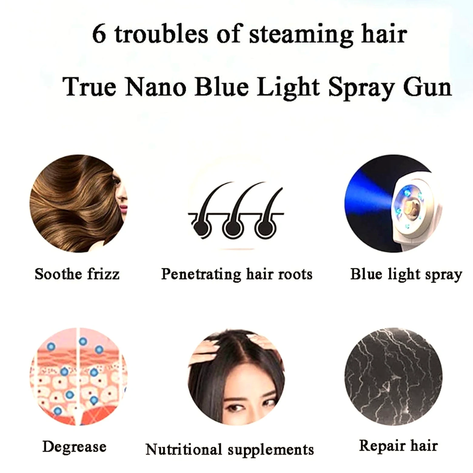 NGARY Pistola Pulverizadora De Micro Niebla, Pulverizador Nano para El Cuidado del Cabello con Pistola De Vapor con Luz, para El Hogar Y La Oficina