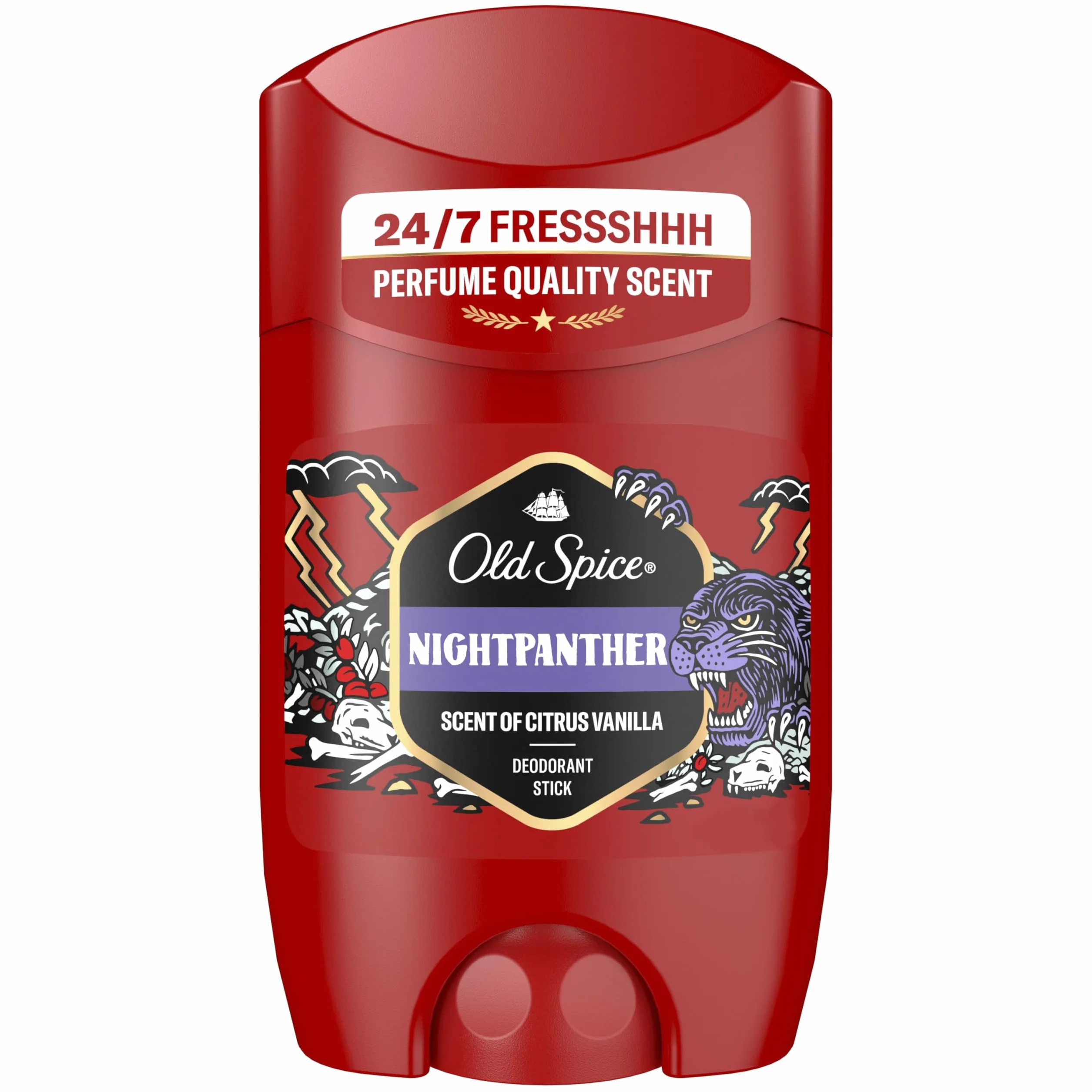 Old Spice Night Panther Desodorante en Barra 4x50ml, Fresco 24 Horas, Protección Contra el Mal Olor