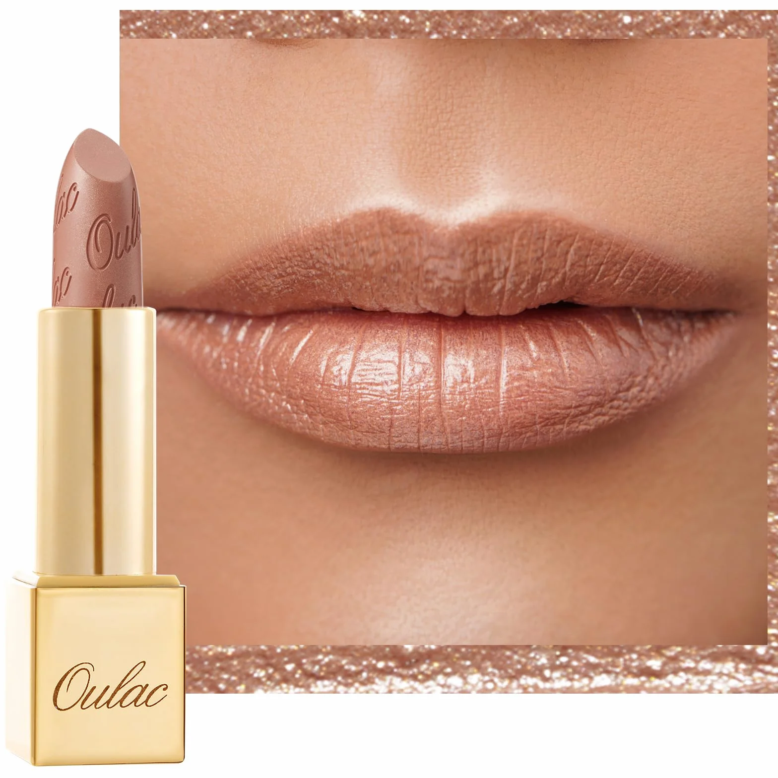 Pintalabios OULAC Sahara Gold Brillo Metálico 3D Larga Duración Alta Pigmentación Cobertura Total Cremoso Hidratante Vegan 4.3 g