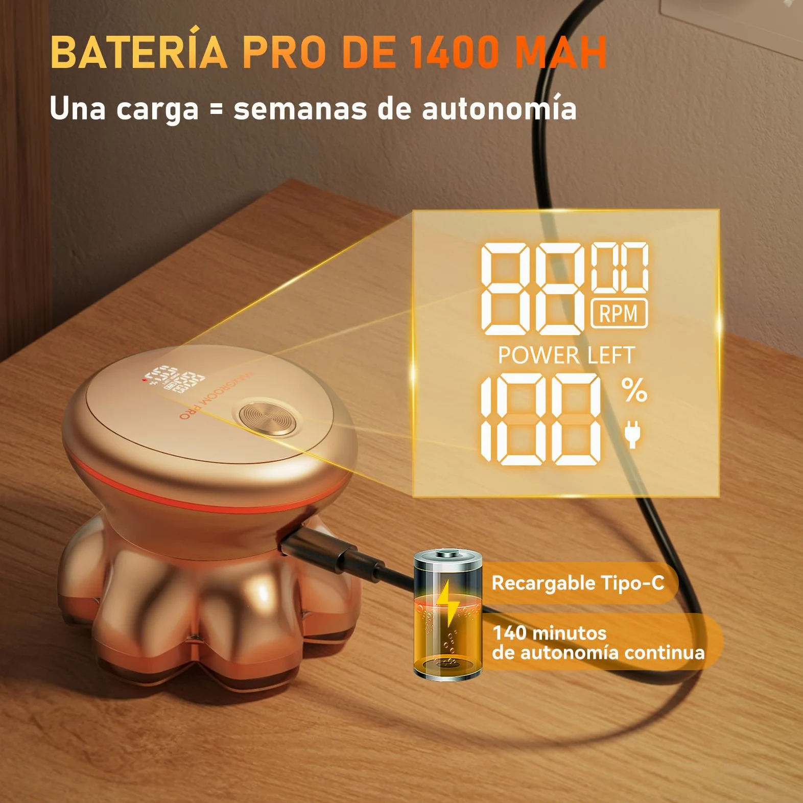 MAXGROOM Afeitadora Cabeza Hombre PRO, Maquina Afeitar Hombre, Afeitadora para Calva en Seco y Húmedo, 140 Mins de Uso, 7 Cabezales, Magnético, 100% impermeable, Dorado