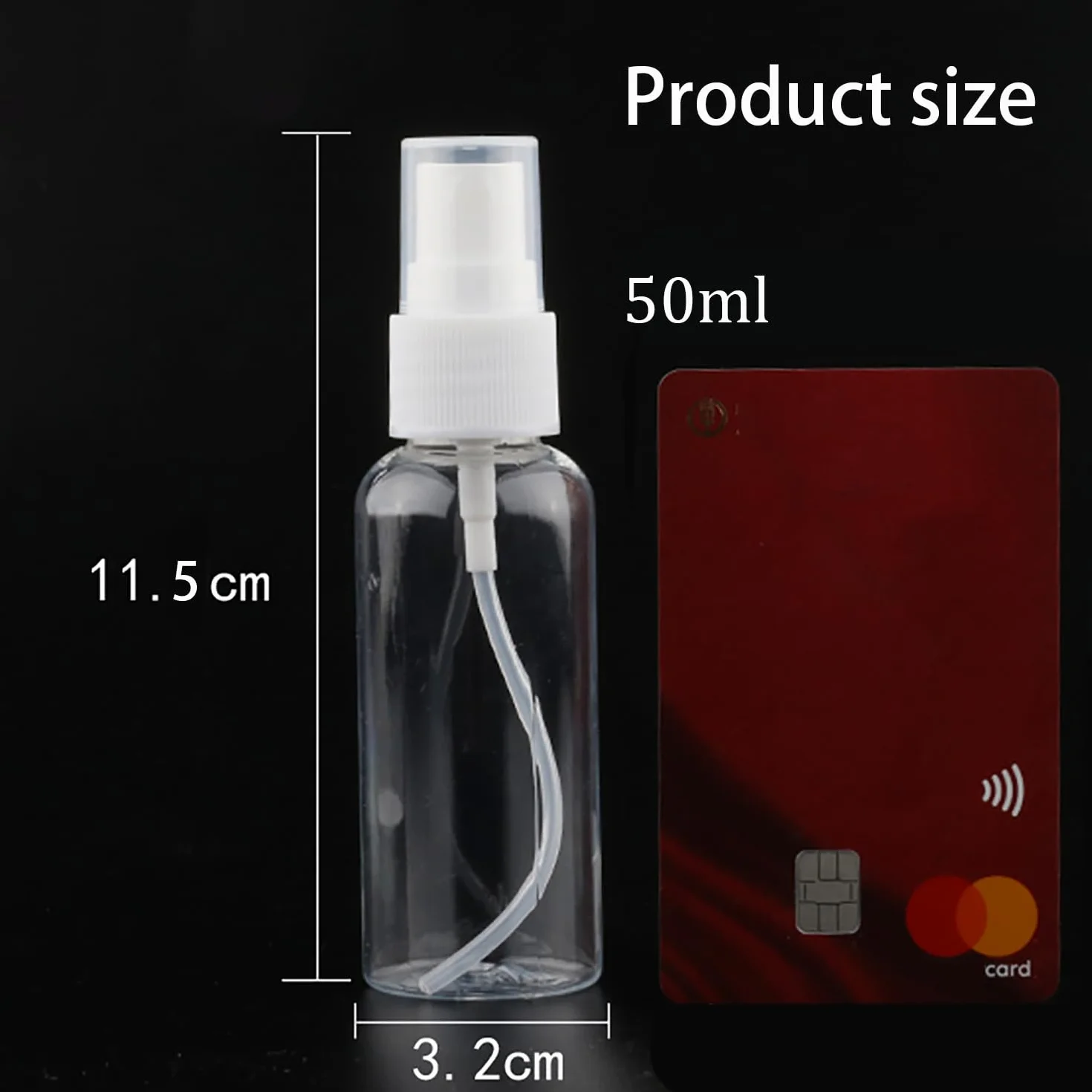 Botella Pulverizadora Pequeña 50ml Plástico Transparente Atomizador Rellenable de Viaje
