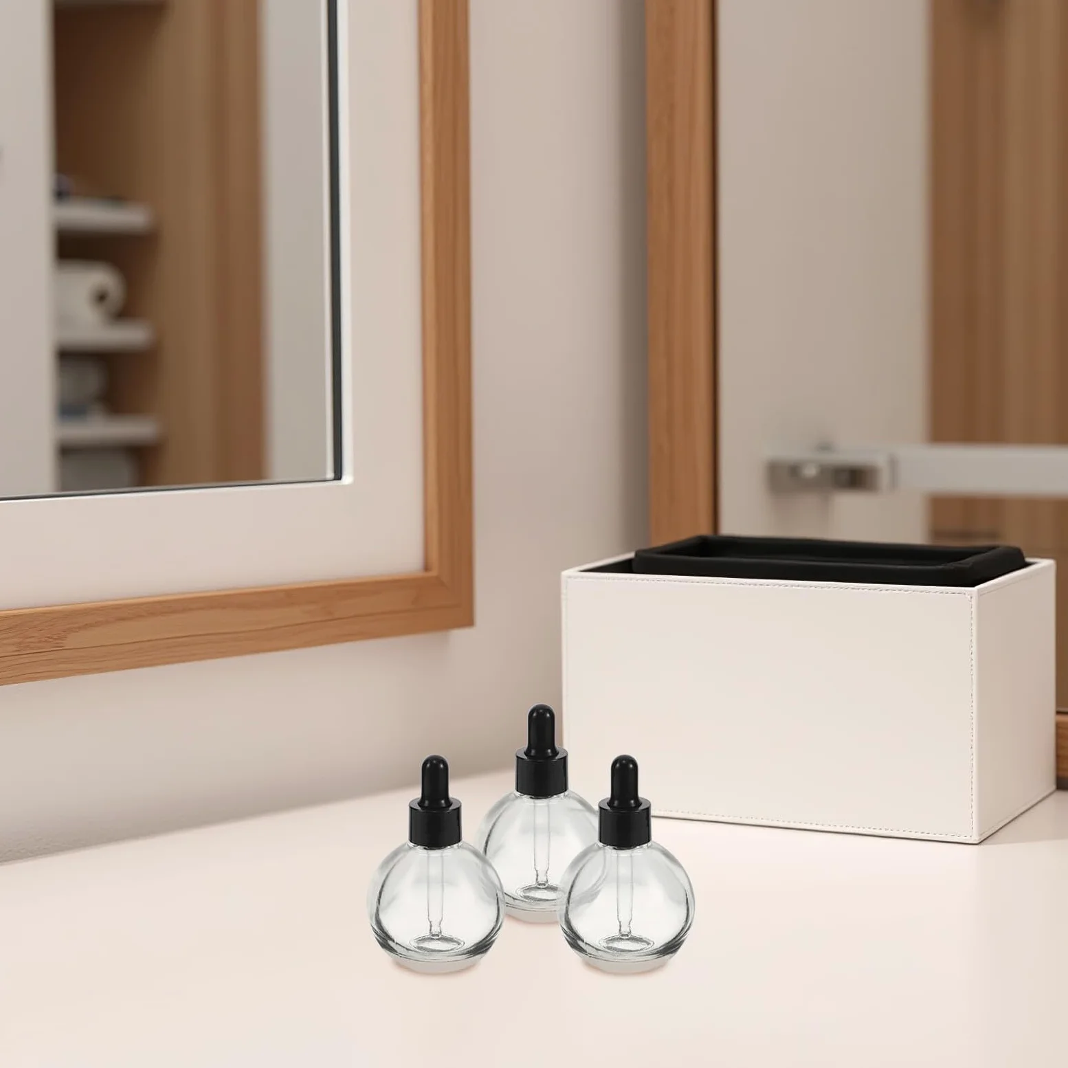 12 Piezas Frascos Gotero de Vidrio Transparente 30 Ml 12 Unidades con Anillo Plástico Negro y Pipeta de Goma Negra para Aceites Esenciales, Perfumes y Sueros, Frascos de Viaje