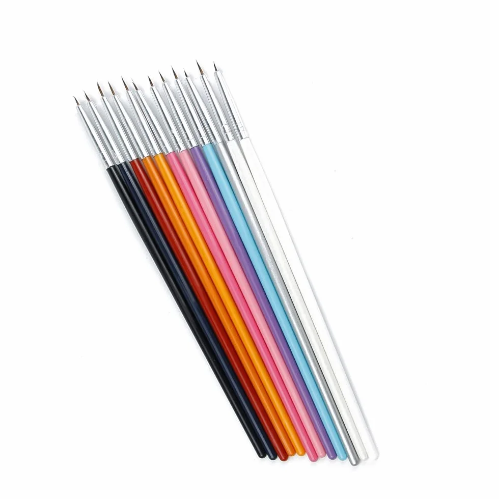 N/A 12 unids/lote de pinceles de diseño de pincel de arte de uñas pluma detalles finos delineador puntas dibujo pintura conjunto WolFum