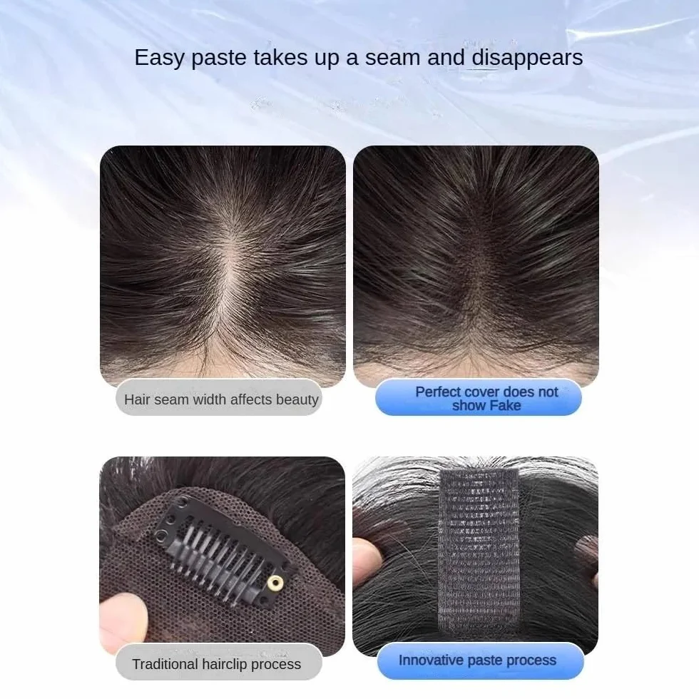 Sin clip de pelo real flequillo para mujer, cobertura de pelo esponjoso, añade volumen al cabello (broches laterales)