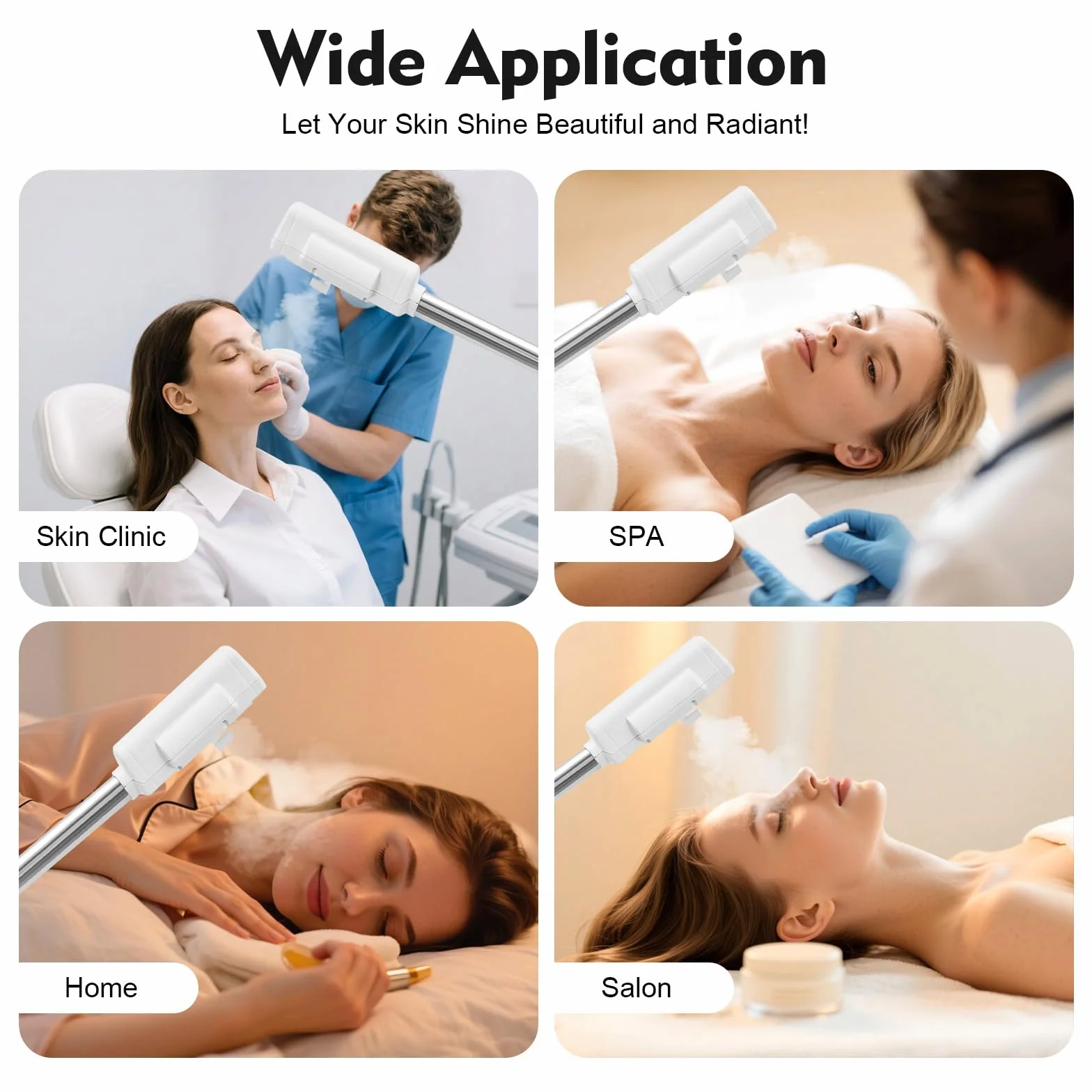 Profesional Vapor Facial Humidificador Brazo Giratorio Panel LCD Ozono Spray Caliente Limpieza Poros