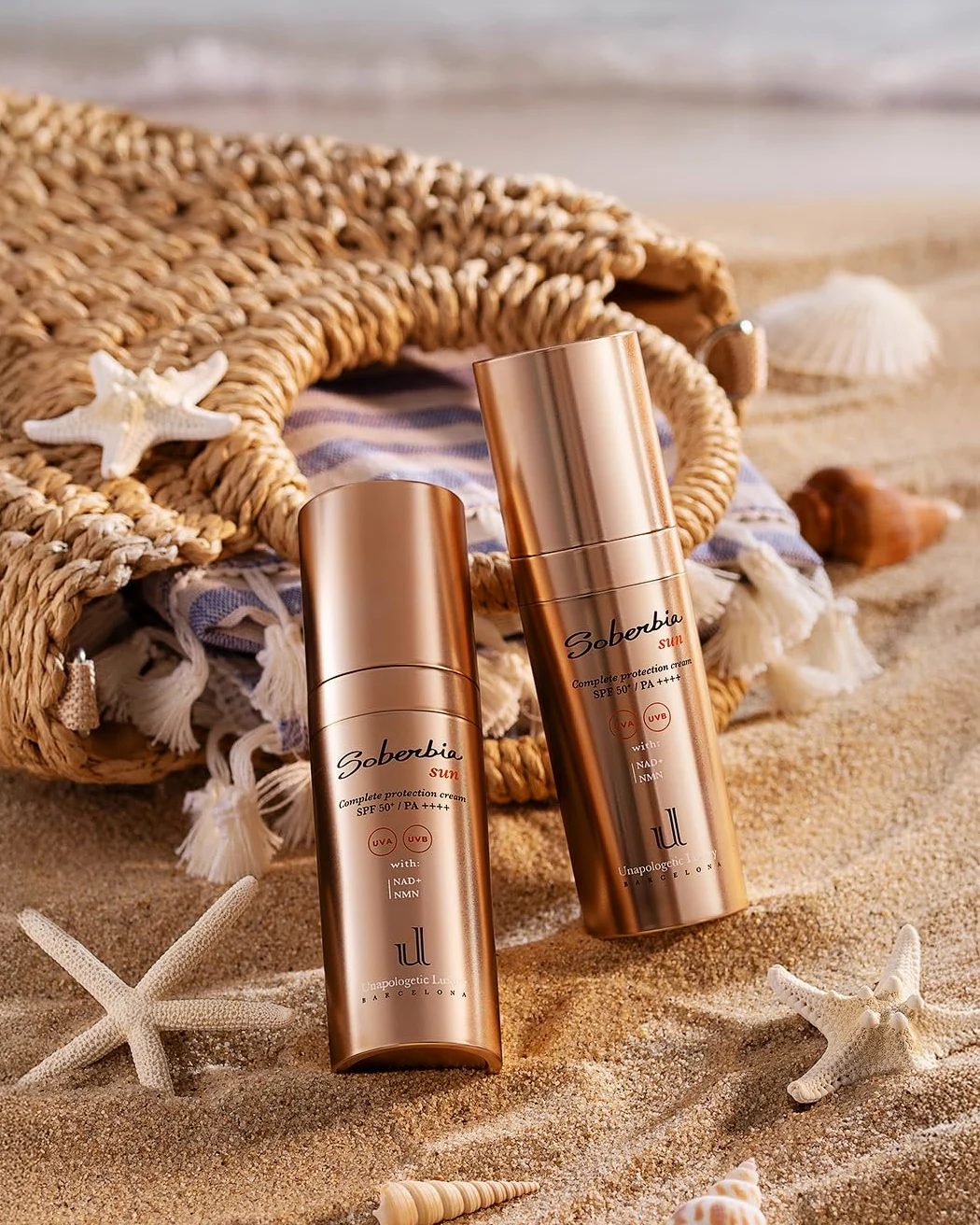 Soberbia Sun SPF 50+ Unapologetic Luxury – Crema Antiedad Global y Protector Solar Facial con NAD+ y NMN | Protección UVA/UVB, Luz Azul y Polución | Tecnología Airless, 30ml