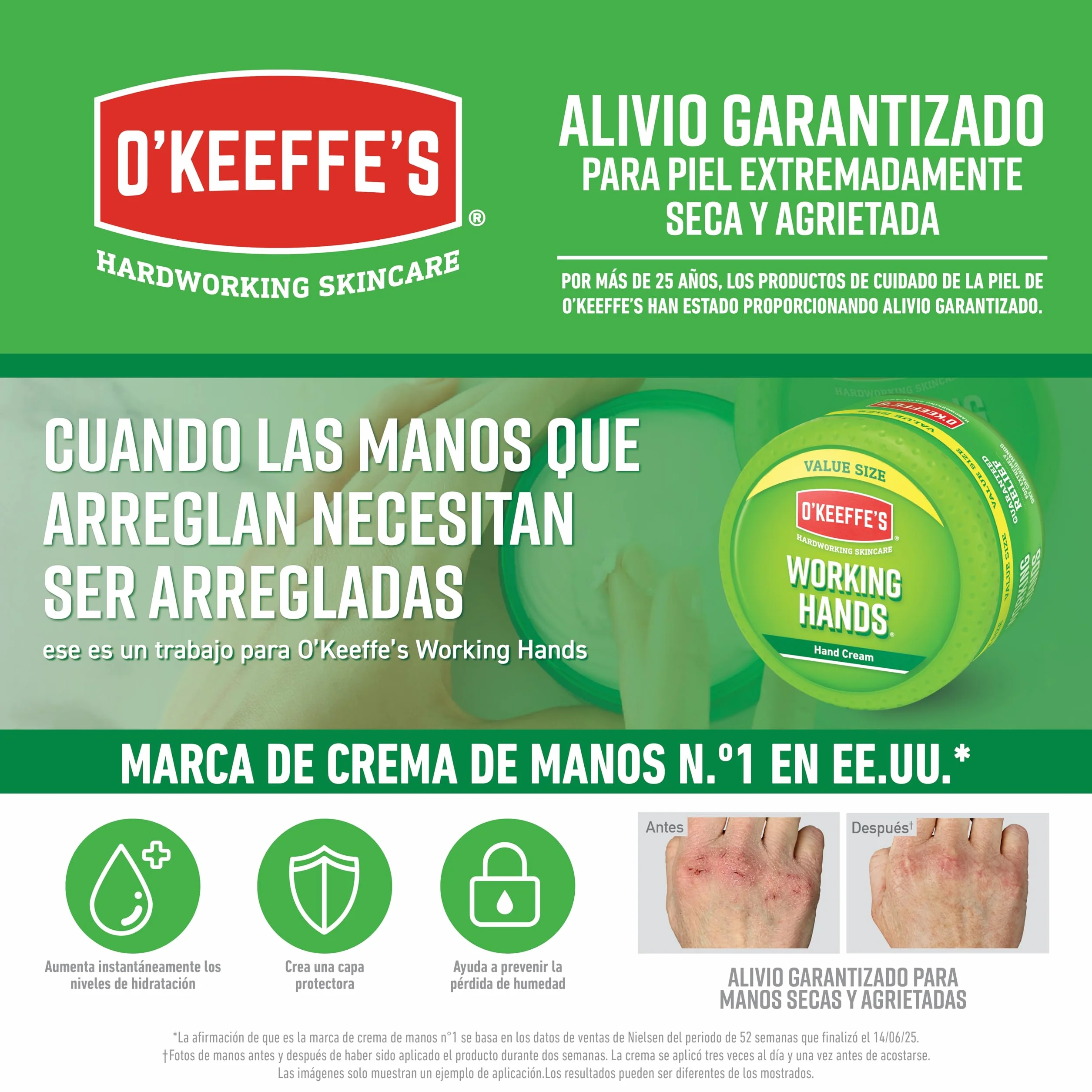 O'Keeffe's Working Hands Crema para manos secas y agrietadas 96g