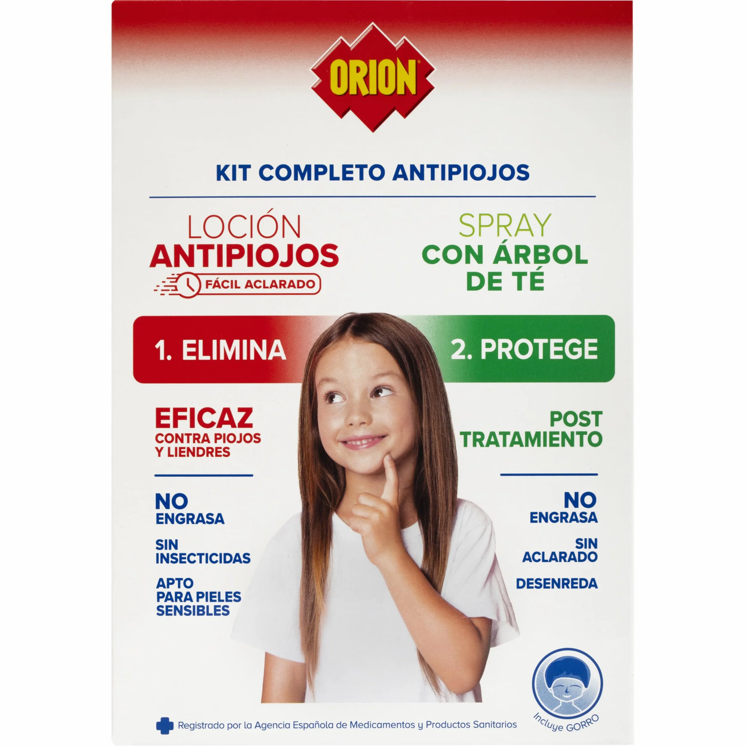 Orion Kit Antipiojos Completo Loción 100ml Spray Protector 200ml Dimeticona Árbol de Té