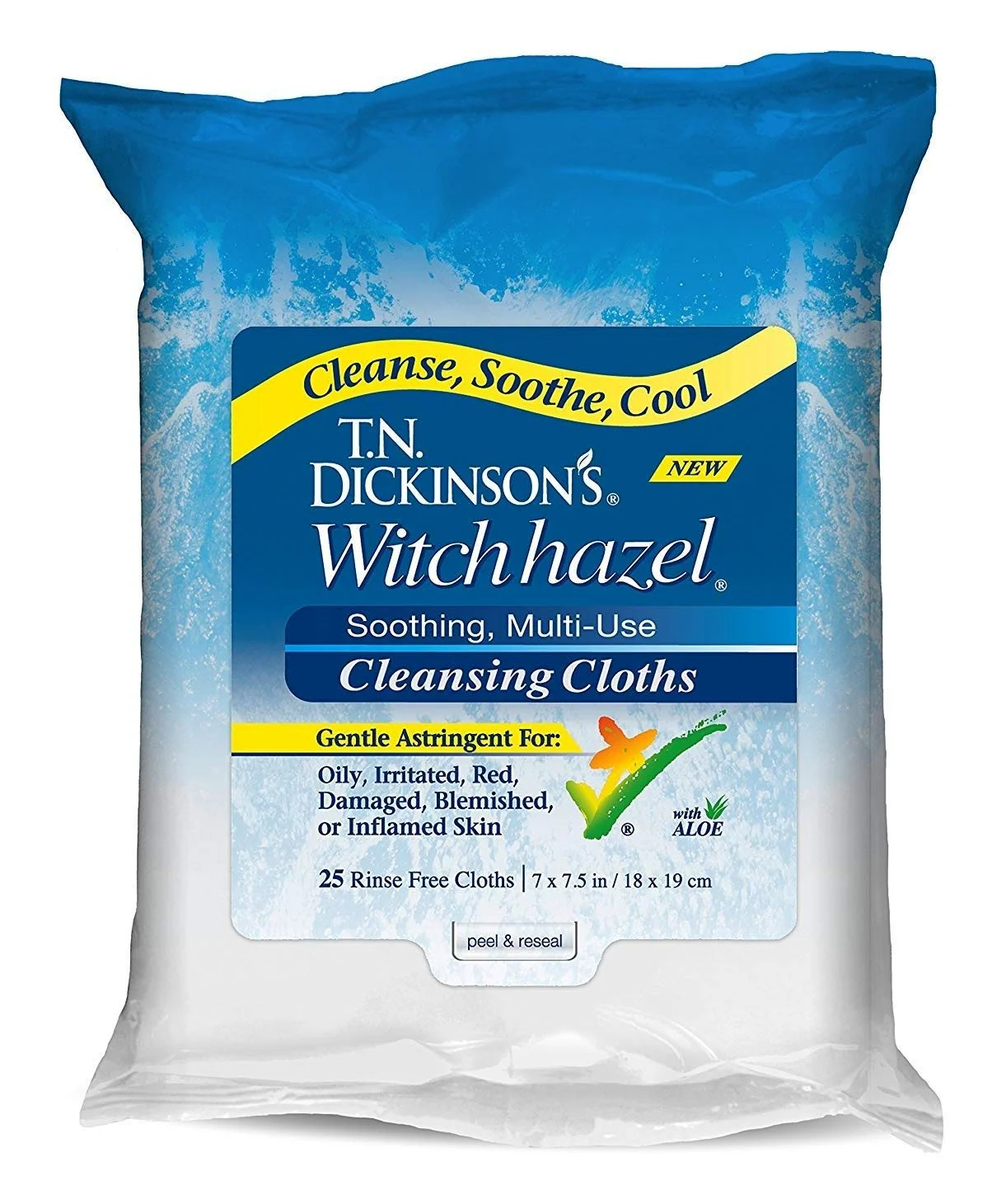T.N. Dickinson's Witch Hazel Paños de limpieza, 25 Paños (Paquete de 4)