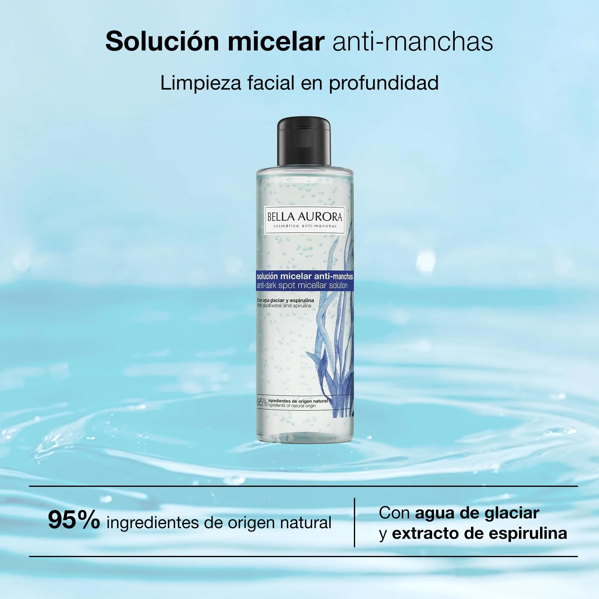 Agua Micelar 200 ml Anti-Manchas Anti-Edad Desmaquillante Rostro Limpieza Facial Refresca Hidrata Aclara Piel